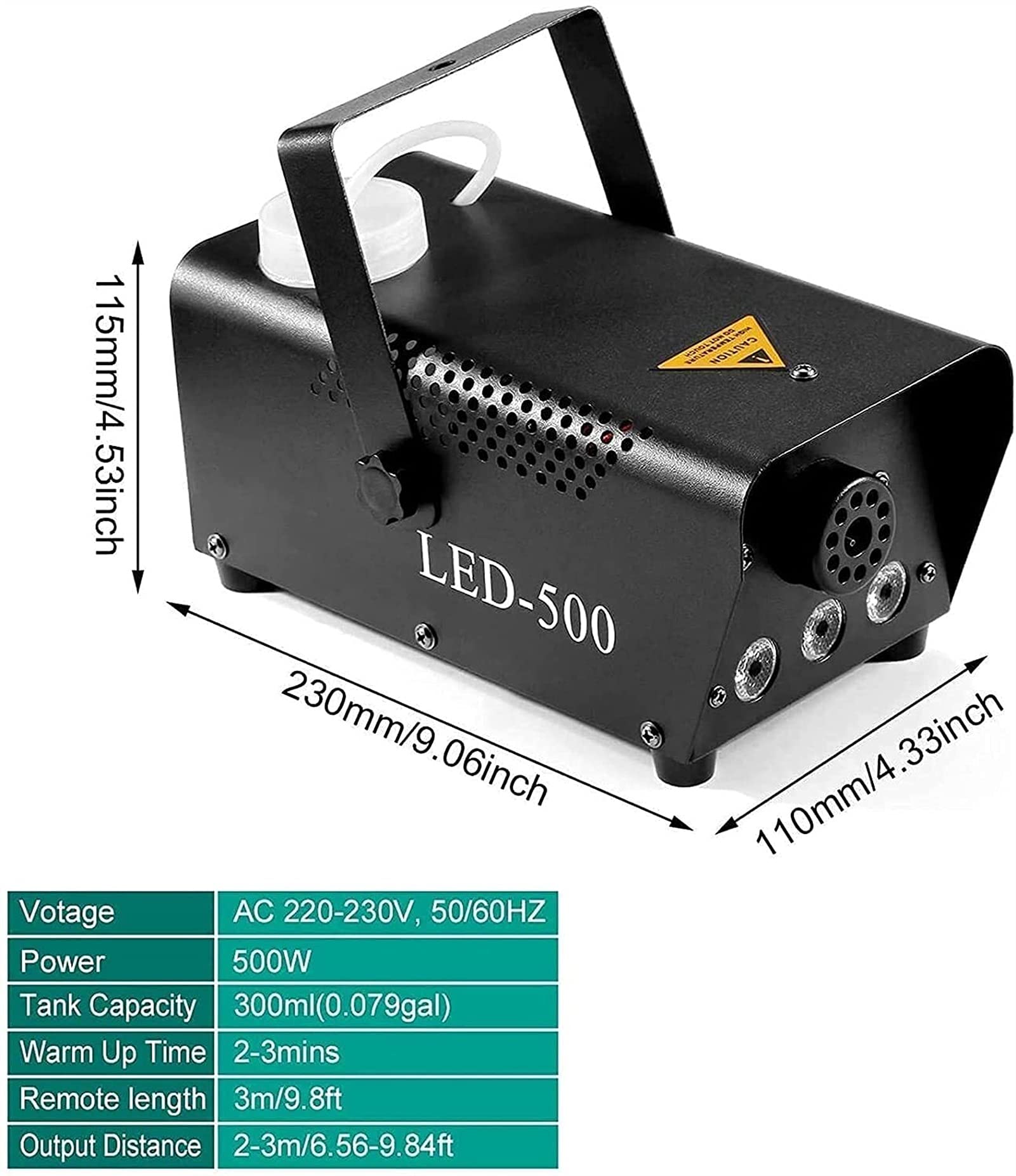 LEFEDA Pequeña máquina de Niebla 500W máquina de Humo con Luces LED Control Remoto inalámbrico Fiestas de Halloween Vacaciones Bodas