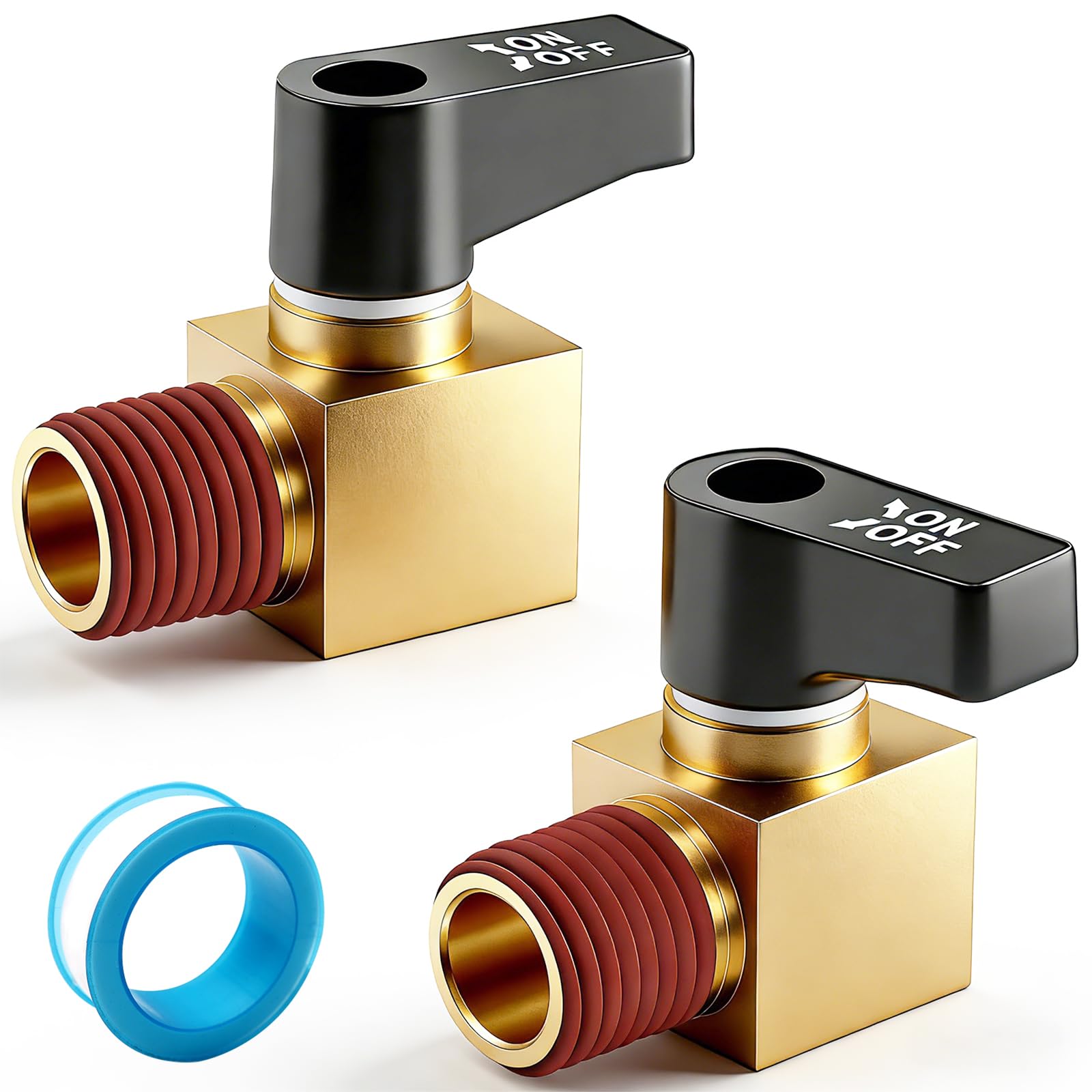 Aienxn 2PCS Brass Air Compressor Drain Valve Cock Ball Valve, 1/4" NPT Male Thread Ball Type Drain Valve Air Compressor Accessories