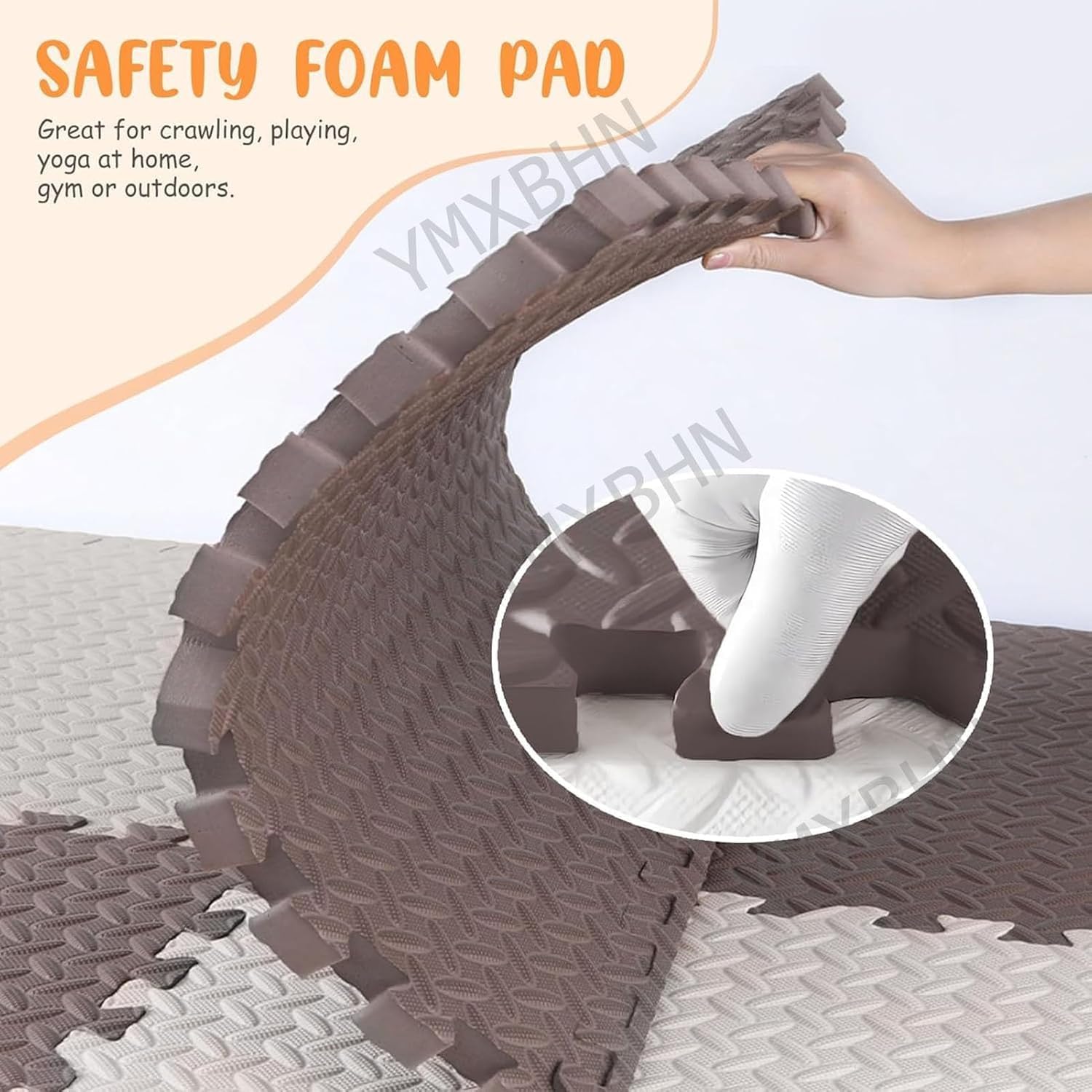 TIST 48pcs Foam Interlocking Floor Mats 30x30cm Puzzle Foam Play Mats Square Multicolor Sensory Mat(White+Light Green+Light Blue)