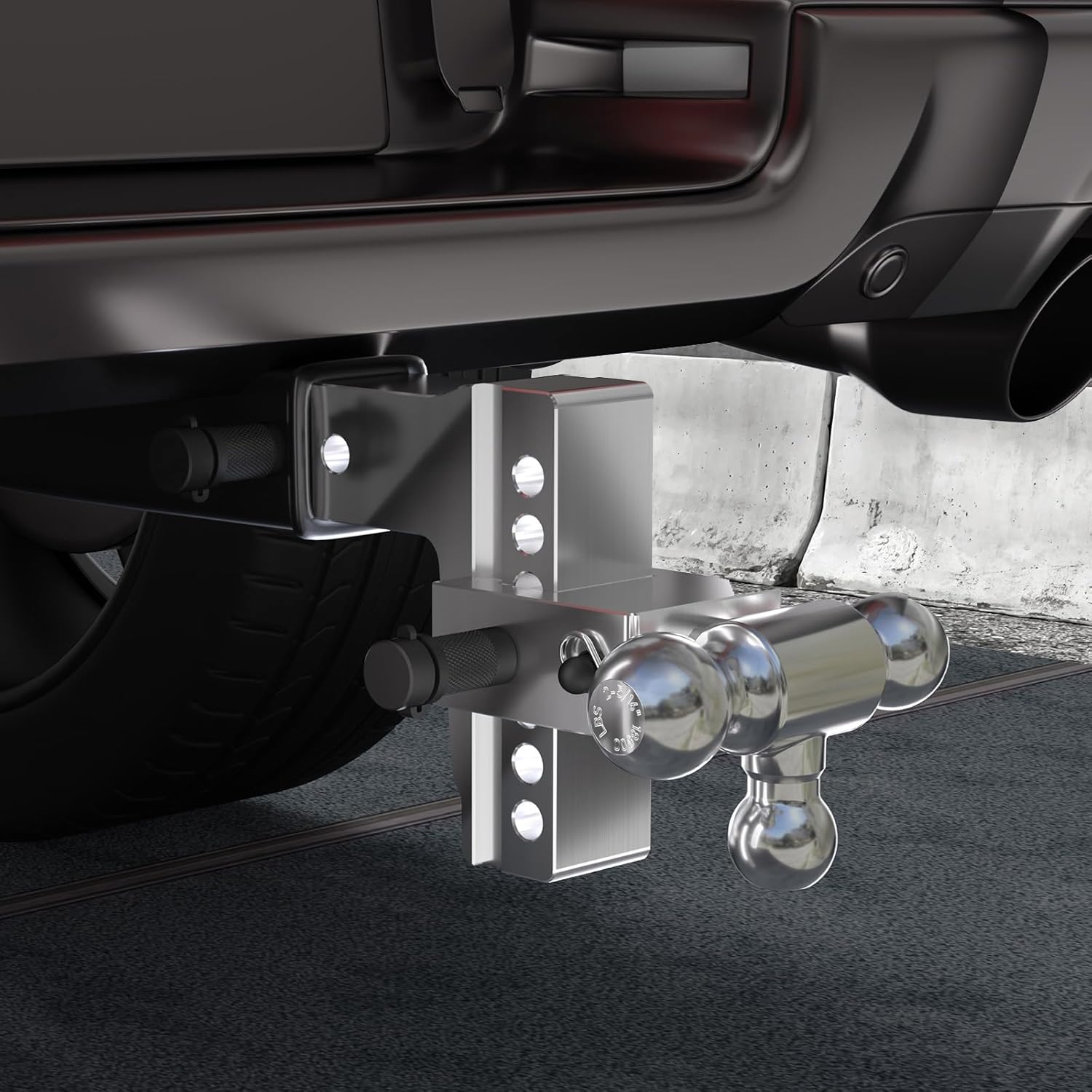 Adjustable Towing Trailer Hitch Tri-Ball Mount 2.5" Receiver, 18500 LBS GTW 6" Drop/Rise-Solid Adj. Trailer Hitch Ball Mount Tow Hitch w/Anti-Theft Locking Hitch Pins