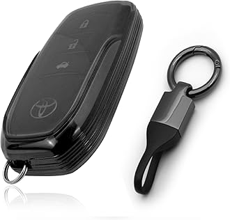 JVCV® Soft TPU Transparent Cover Compatible with Toyota Fortuner, Hilux, Innova Crysta, Fortuner Legender, Innova HyCross, Land Cruiser 2B/3B Smart Key (with Keychain - Style B)