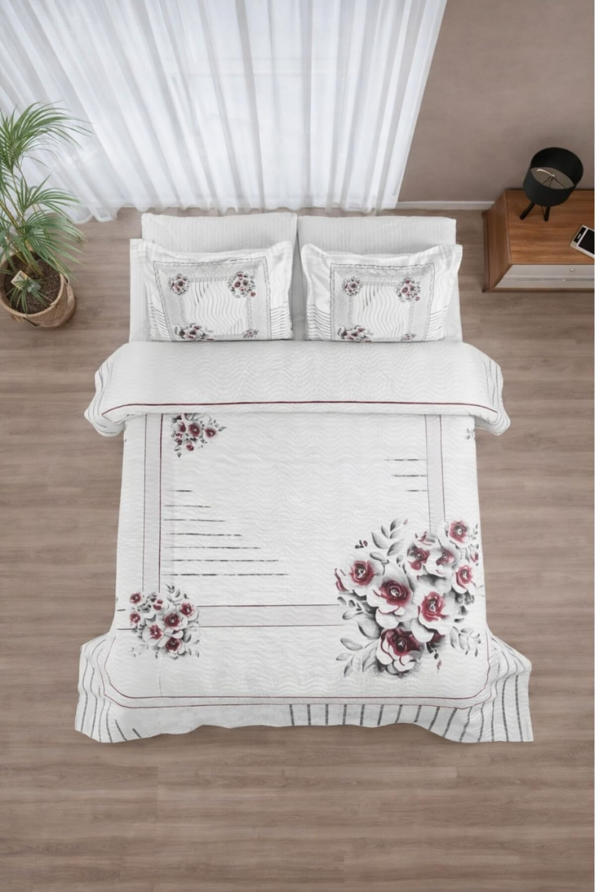 Örtüm Jasmin Çift Kişilik Kapitone Yatak Örtüsü Takımı, 250 x 260