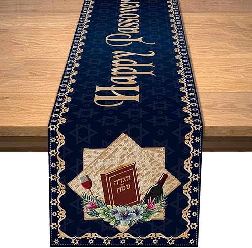 Camino de mesa de feliz Pascua Pesaj Estrella de David Festival JudĂo Festividad Fiesta Hogar Cocina Comedor Mesa DecoraciĂłn (13 x 108 pulgadas) Camino de mesa de feliz Pascua Pesaj Estrella de David Festival JudĂo Festividad Fiesta Hogar Cocina Comedor Mesa DecoraciĂłn (13 x 108 pulgadas)
