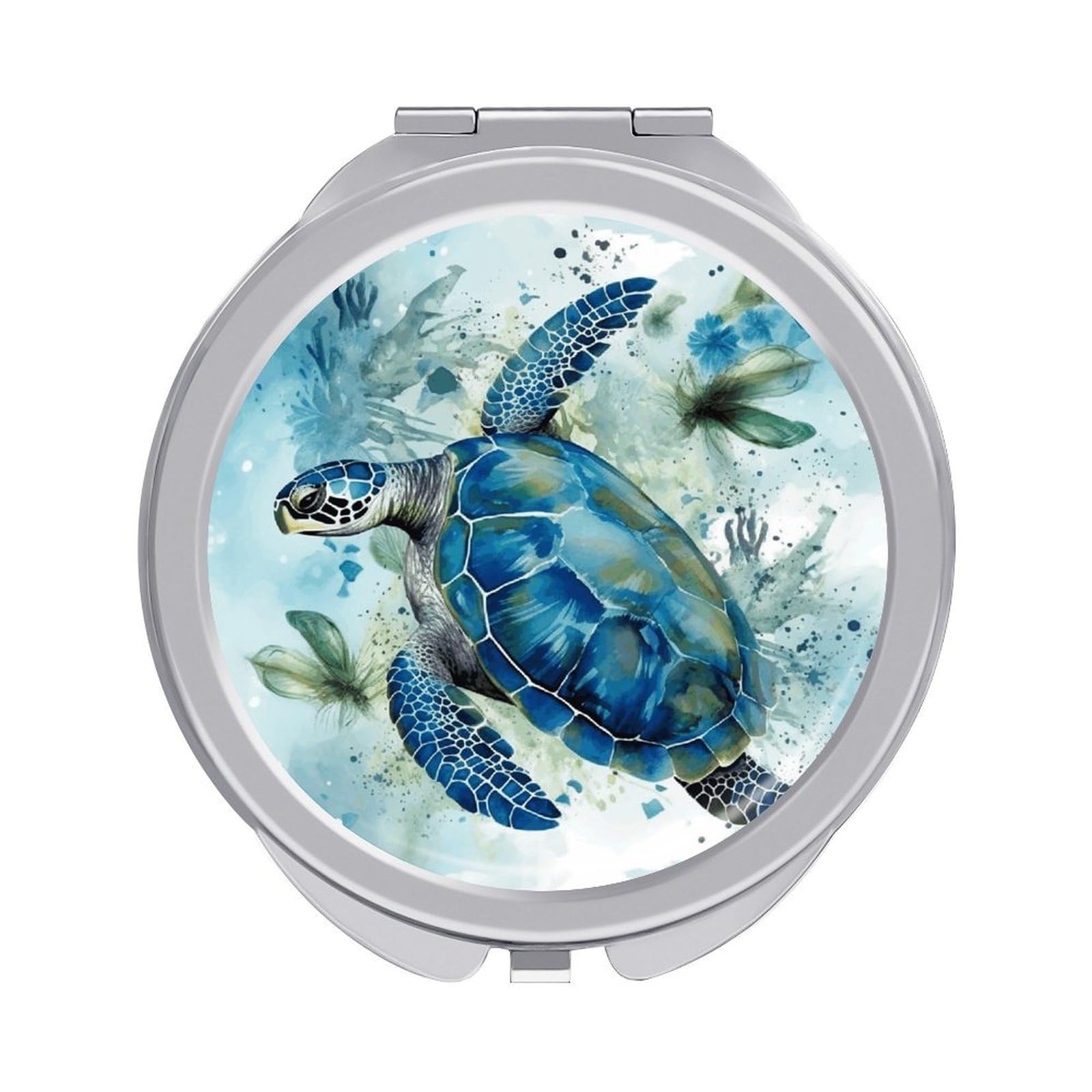 FekiLoot Sea Turtle-Blue Travel Makeup Mirror 2 X /1 X Magnifying Slim Pocket Mirrors Compact for Purse Travel Makeup Mirrors for Pocket, Handbag, Purse Women Gift