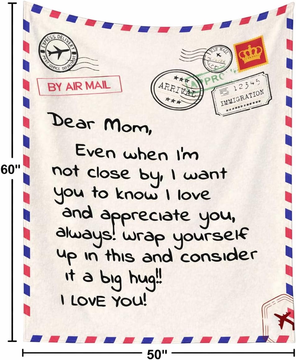 Mom Blanket Gift from Daughter or Son – Soft Cozy Throw Blanket for Mom, Birthday, 50x60 Flannel Blanket