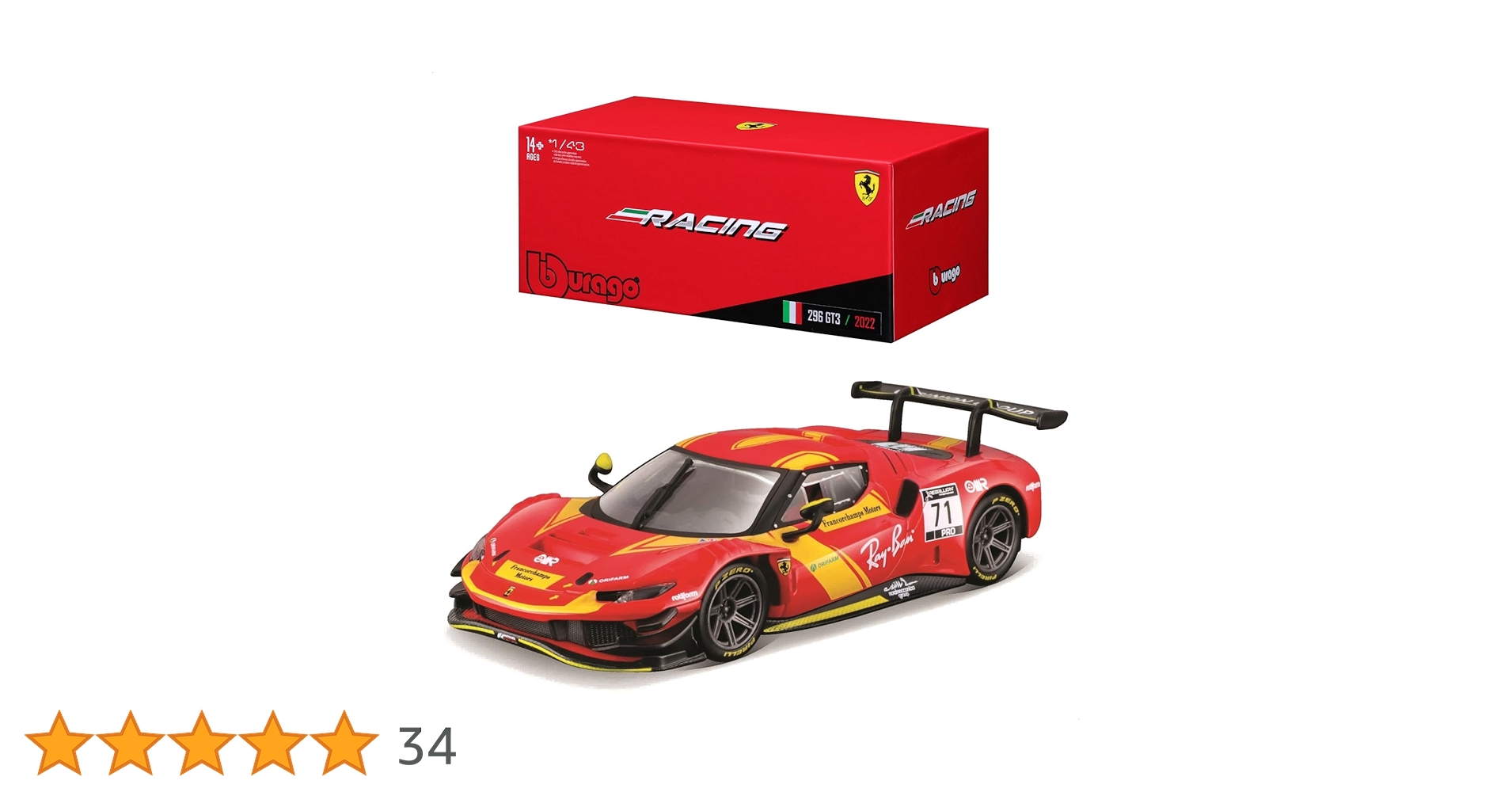 Bburago - 1/43 Ferrari Racing 296 GT3 2023 - New for 2024: Add to