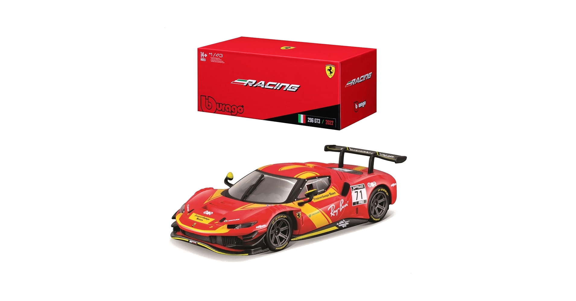 Amazon.com: Bburago - 1/43 Ferrari Racing 296 GT3 2023 - New