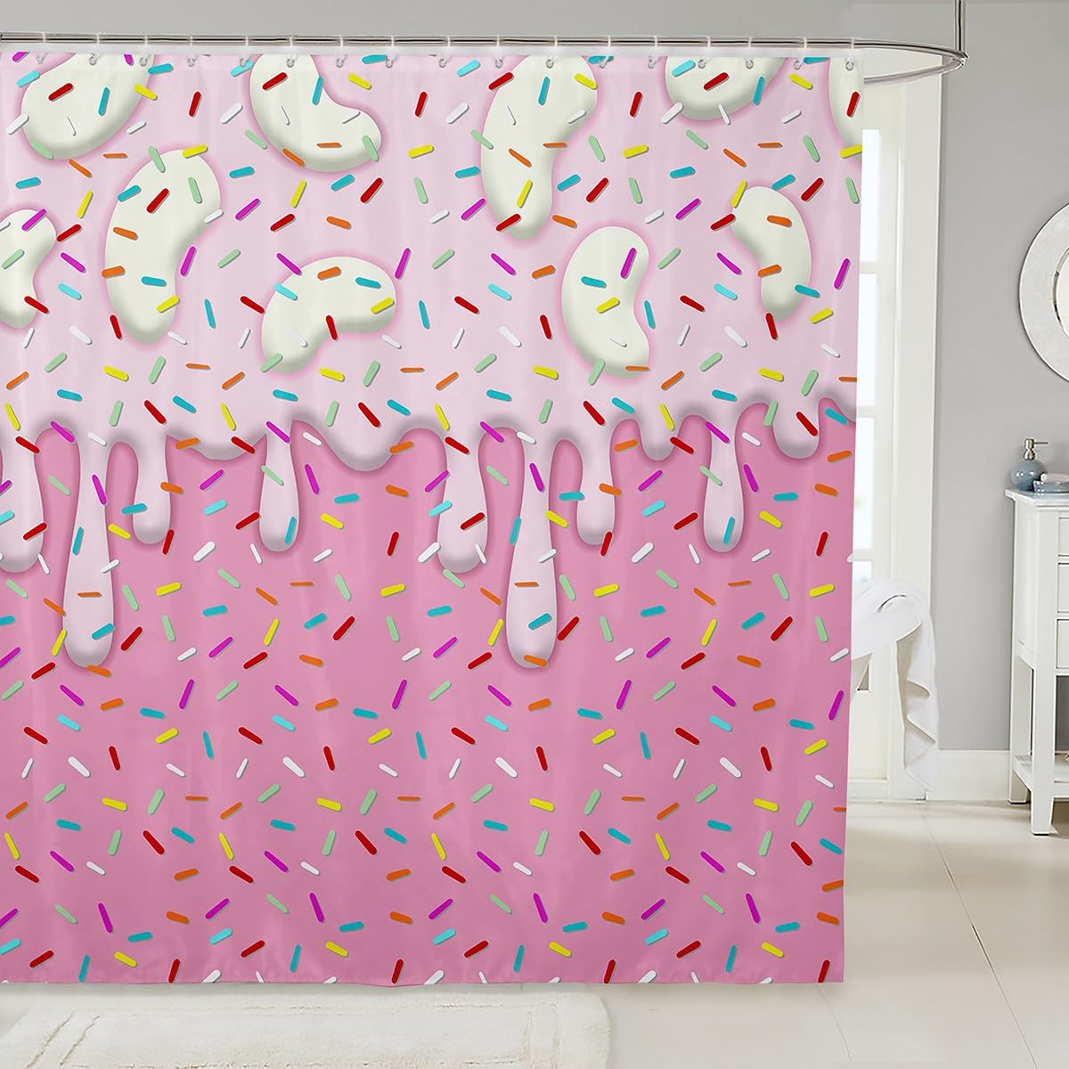 Rideaux de salle de bain pour filles et garçons style crème glacée