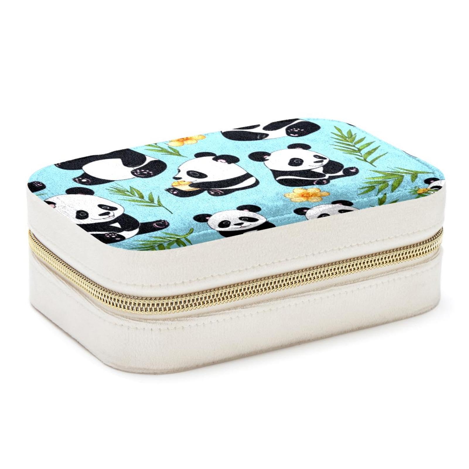 Boîte à bijoux velours bleu panda - Organiseur bijoux voyage femme et boîte de rangement