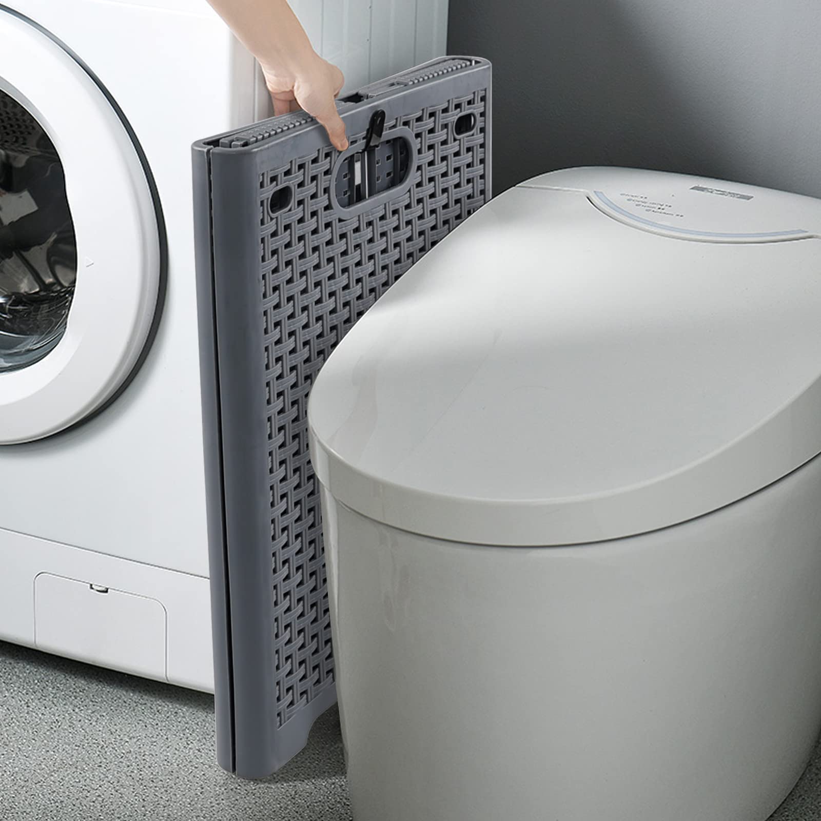 Cesto portabiancheria pieghevole in plastica, 40 l, grigio, confezione da 2