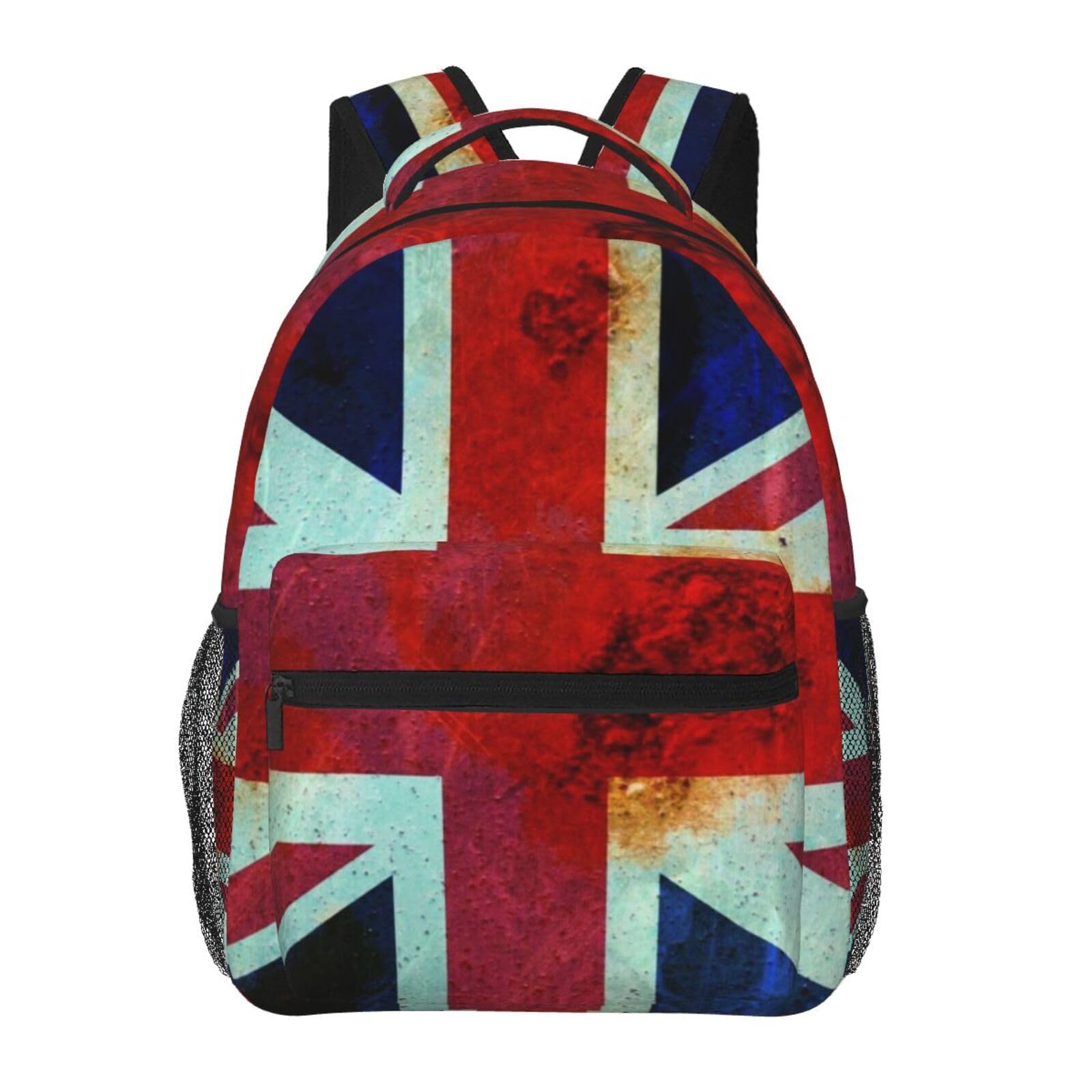 BONDIJ Vintage Union Jack British Flag Backpack for school Lightweight Travel Daypack Bag Large BookBag for Kids Boys Girls teacher gifts