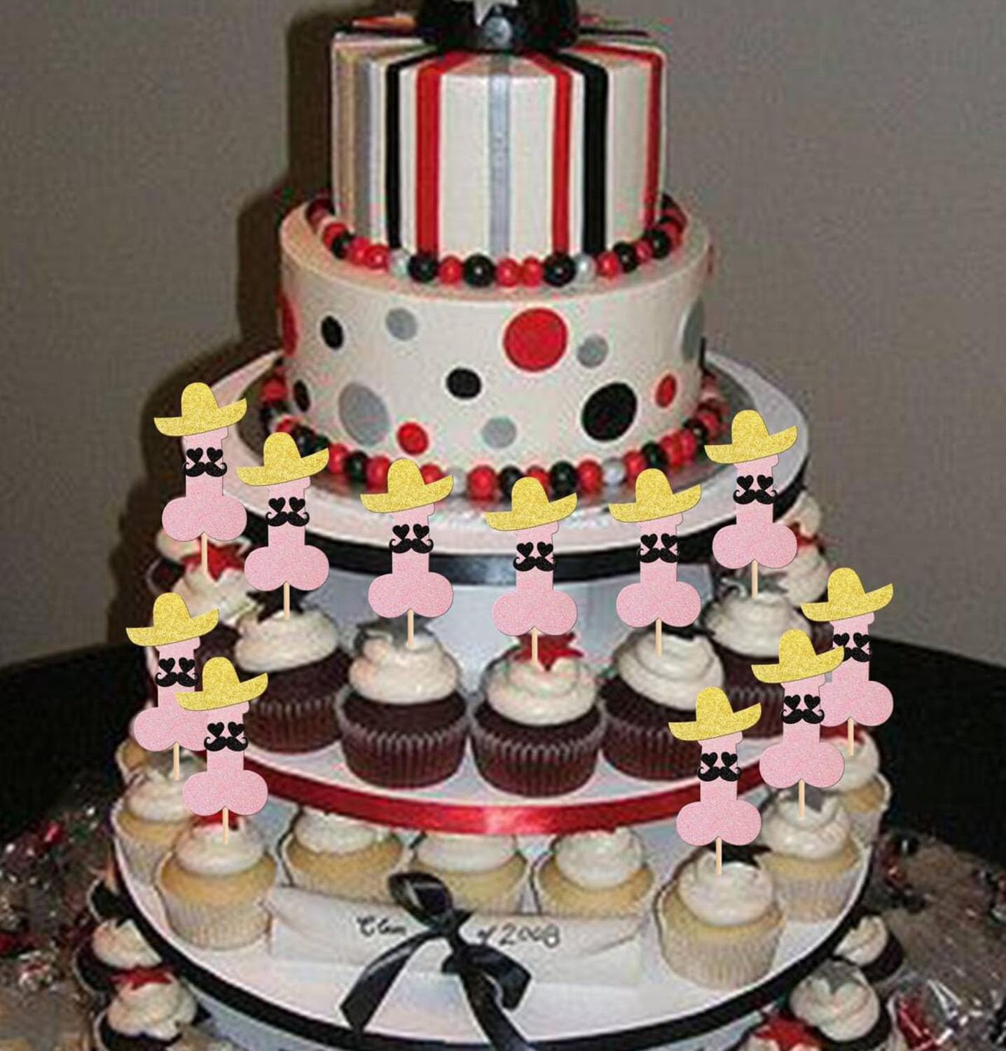 12 Pcs Prank Bachelorette Party Cake Cupcake Topper Decoration Gender Glitter Pick for Hen Bridal Shower Engagement Supplier Favor Game Tool Decor Set H18 - Image 4