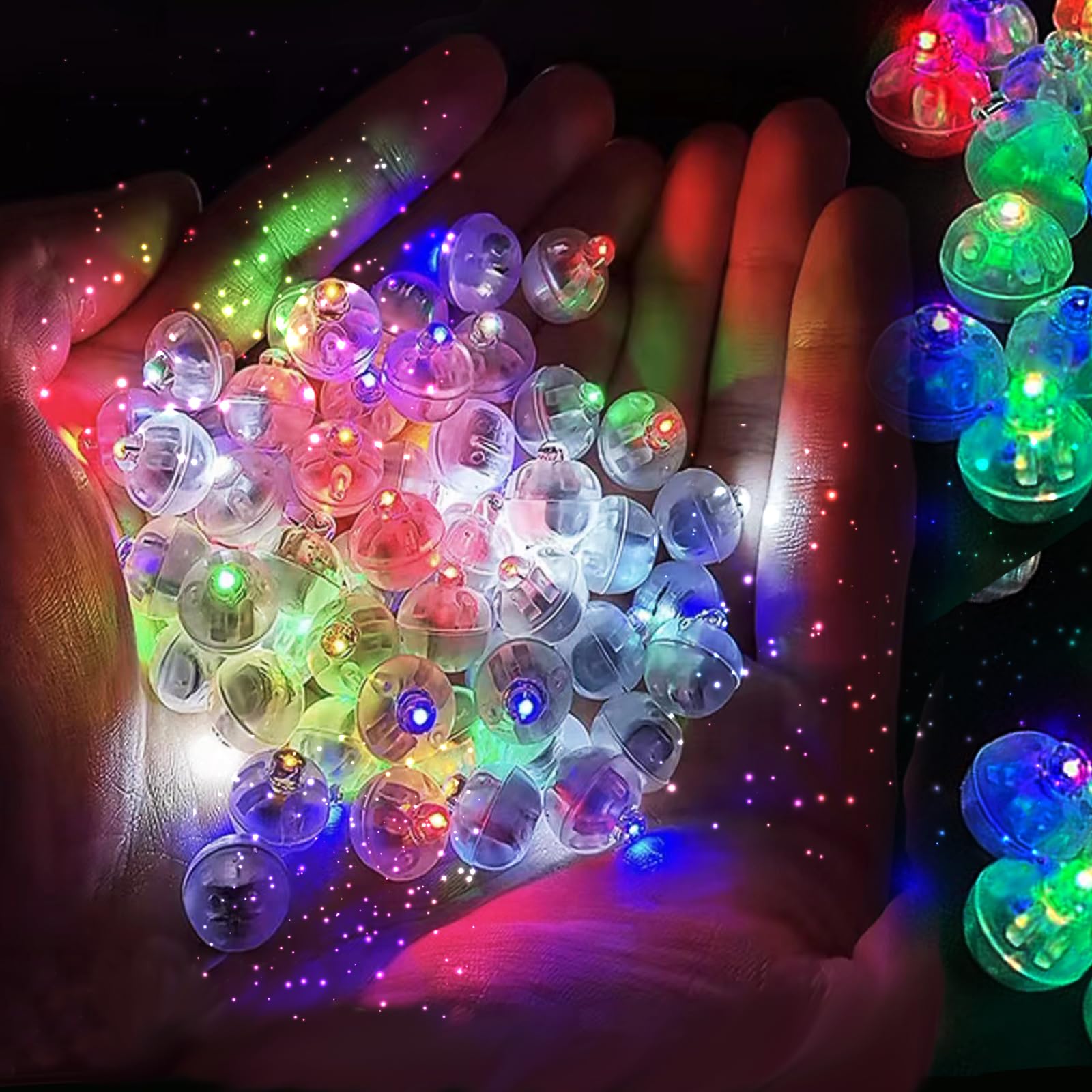 YOUYIKE 100pcs Ballonlichter, Mini Rund lampion lichter Geburtstag Party Zubehör weihnachtskugeln Hochzeit Tischdeko Gastgeschenke Leuchtkugel für Getränke LED Luftballons Leuchtend