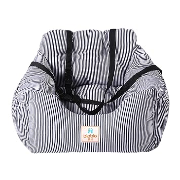 AUEL Dog Car Seat Belt Booster Travel Carrier Bag for Puppy Dog Blue Stripes