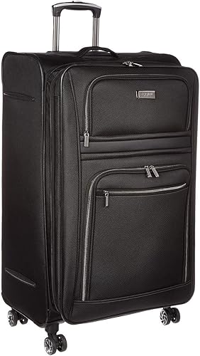 Kenneth Cole Reaction Rugged Roamer Luggage Collection - Maleta de viaje ligera y suave expandible de 8 ruedas, Negro -, Rugged Roamer Luggage