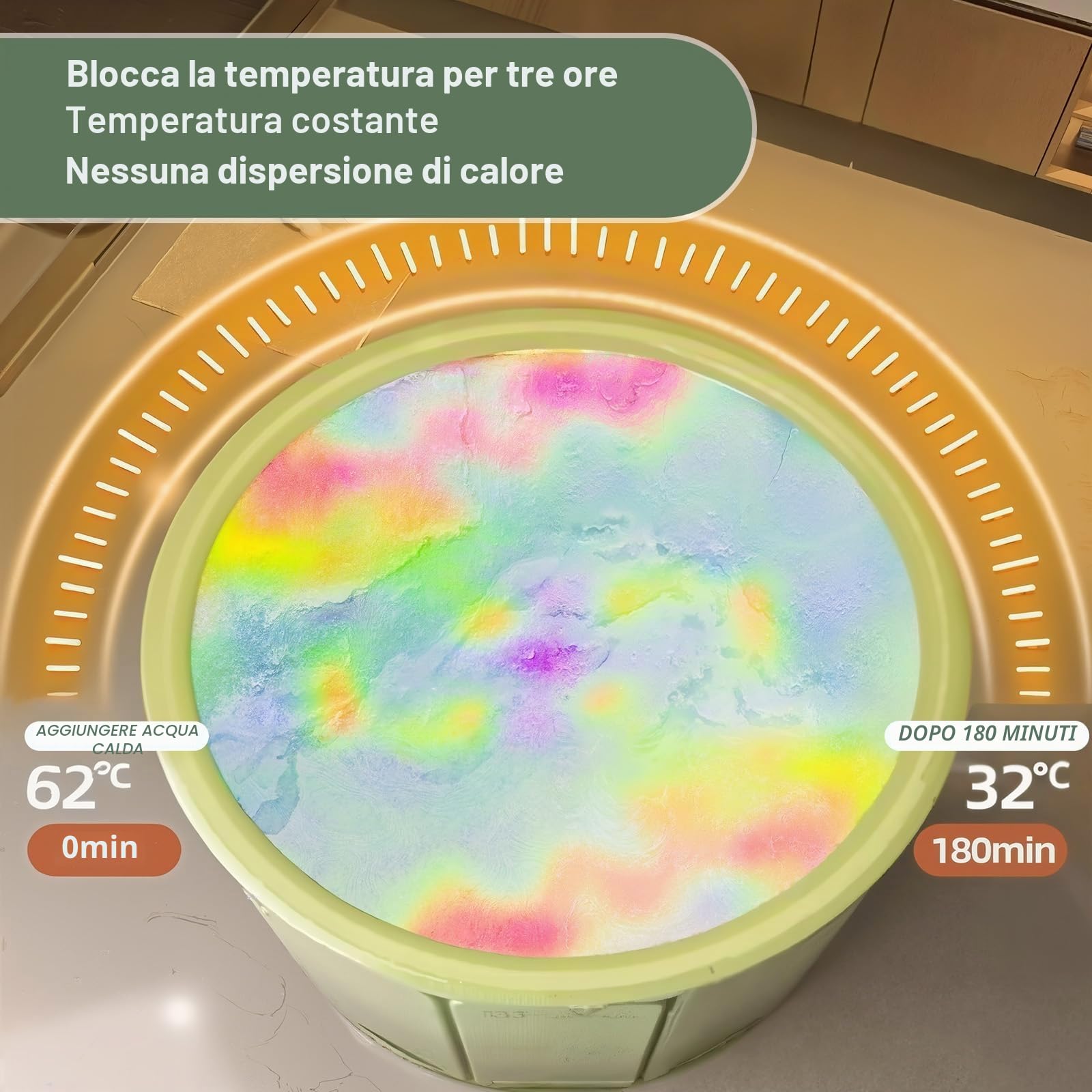 Kiss Me Vasca da Bagno Portatile per Adulti, 65 * 70 cm, Vasca Pieghevole per Adulti, Vasca per Bagno Freddo e Caldo, Vasca Pieghevole con Strato di Isolamento Rinforzato, Vasca da Immersione