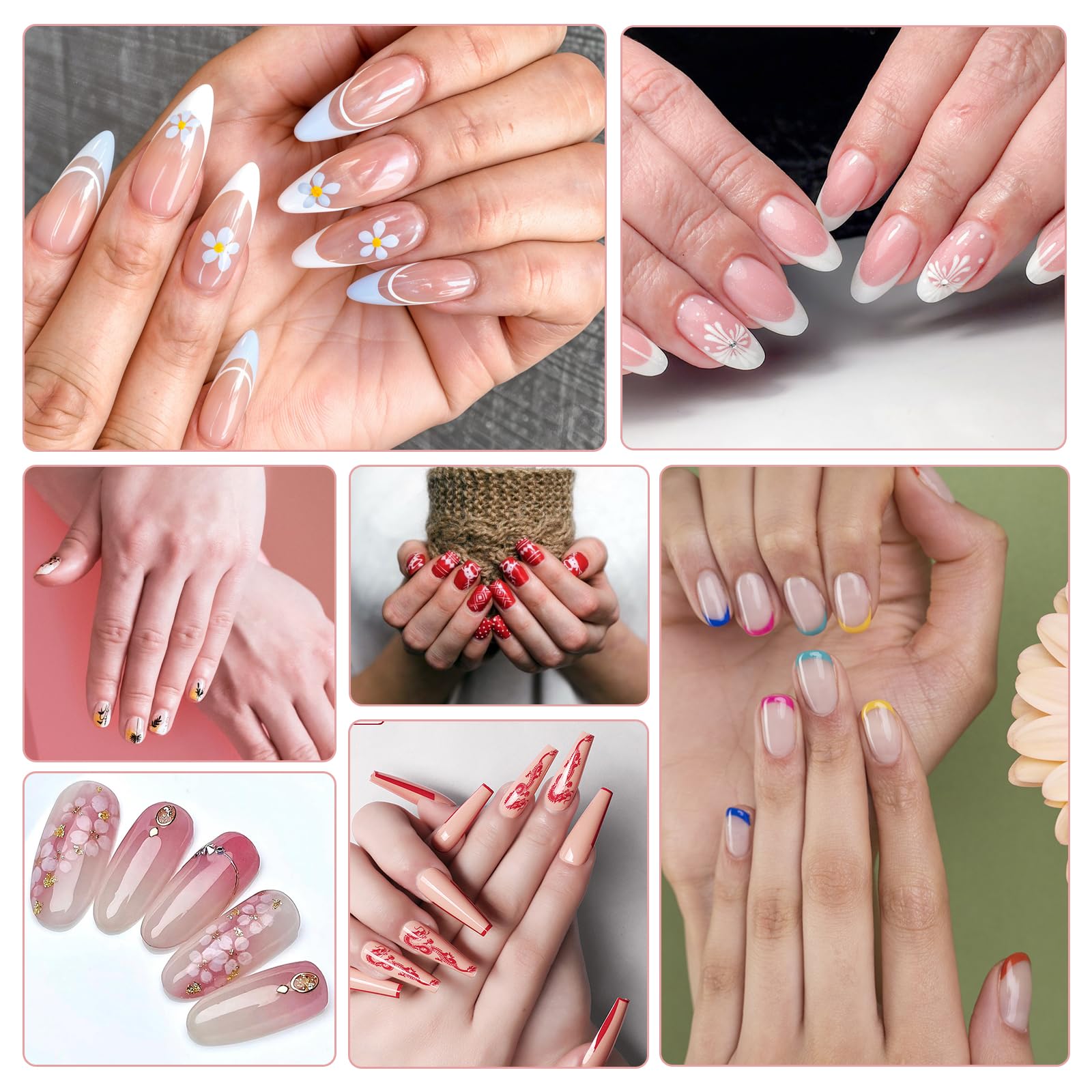 Sellos de uñas francesas JIYN, sello de doble punta de silicona con rascador para manicura DIY