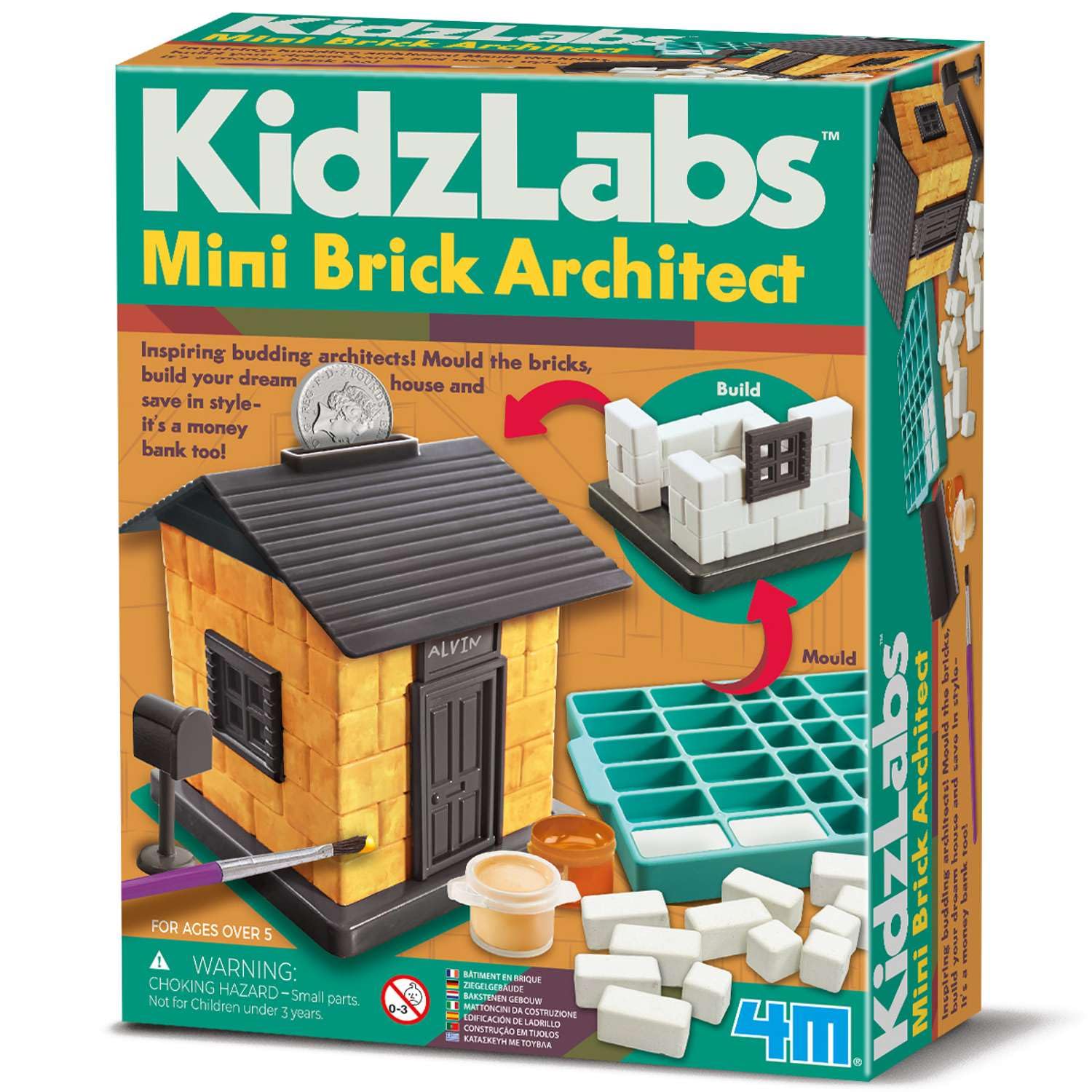 4M KidzLabs Small Architect Builder - Educational Set for Building Miniature Models from Real Bricks - Scientific STEM Game for Children Aged 8 Years and Up - Creative Gift Idea
