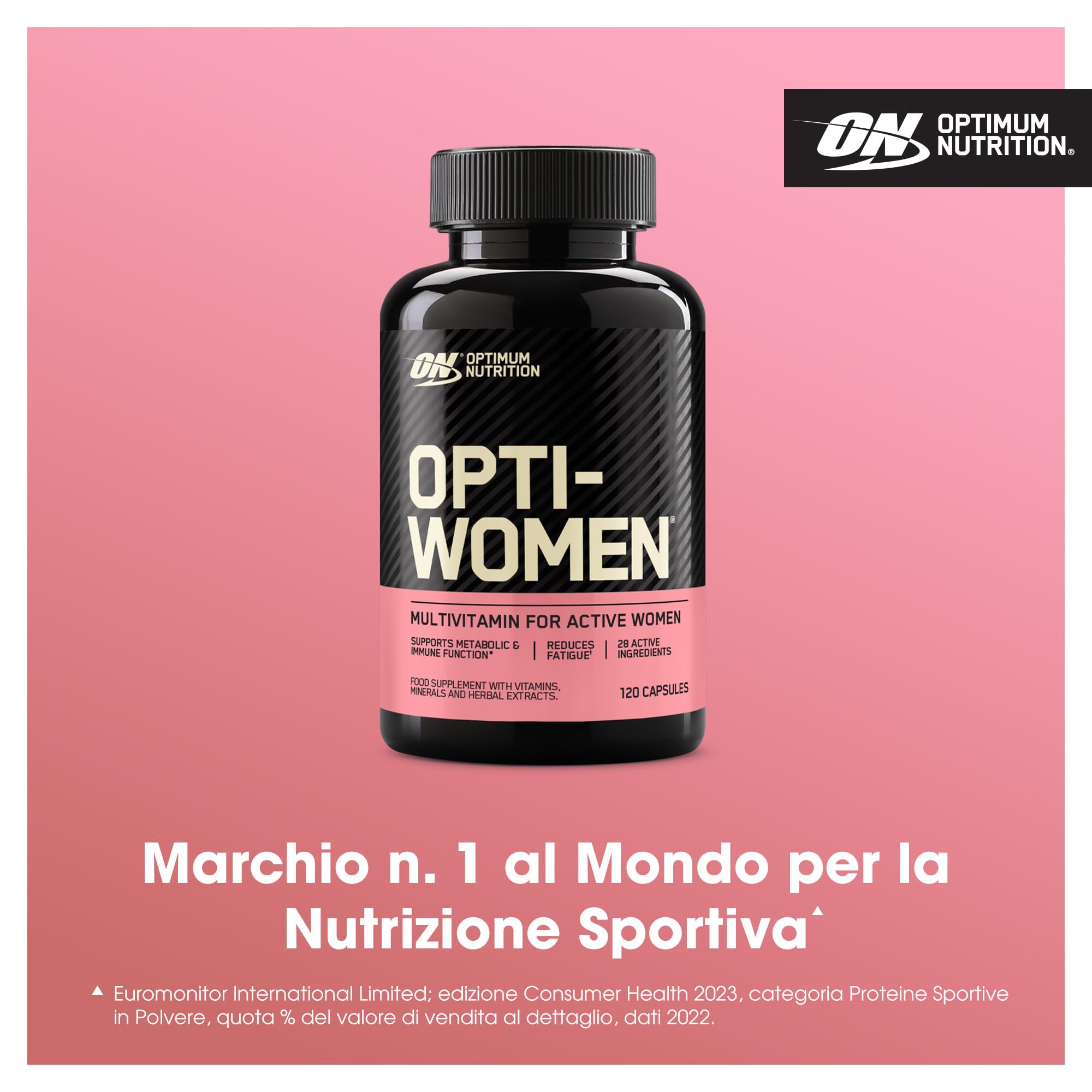 Optimum Nutrition Opti-Women, Integratore Alimentare Multivitaminico studiato Esclusivamente per le Donne, Contiene Vitamine e Minerali Essenziali, Non Aromatizzato, 60 Porzioni, 120 Capsule
