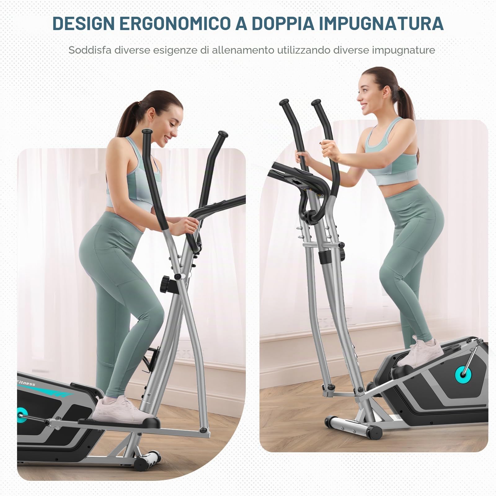 Ellittiche Da Casa con App, 3-in-1 Ellittica Ultra Silenziosa con 16 Livelli di Resistenza,volano da 6 kg, Monitor LCD, Pedale Antiscivolo, Portabottiglie, Cyclette Ellittica Fino a 287 LBS