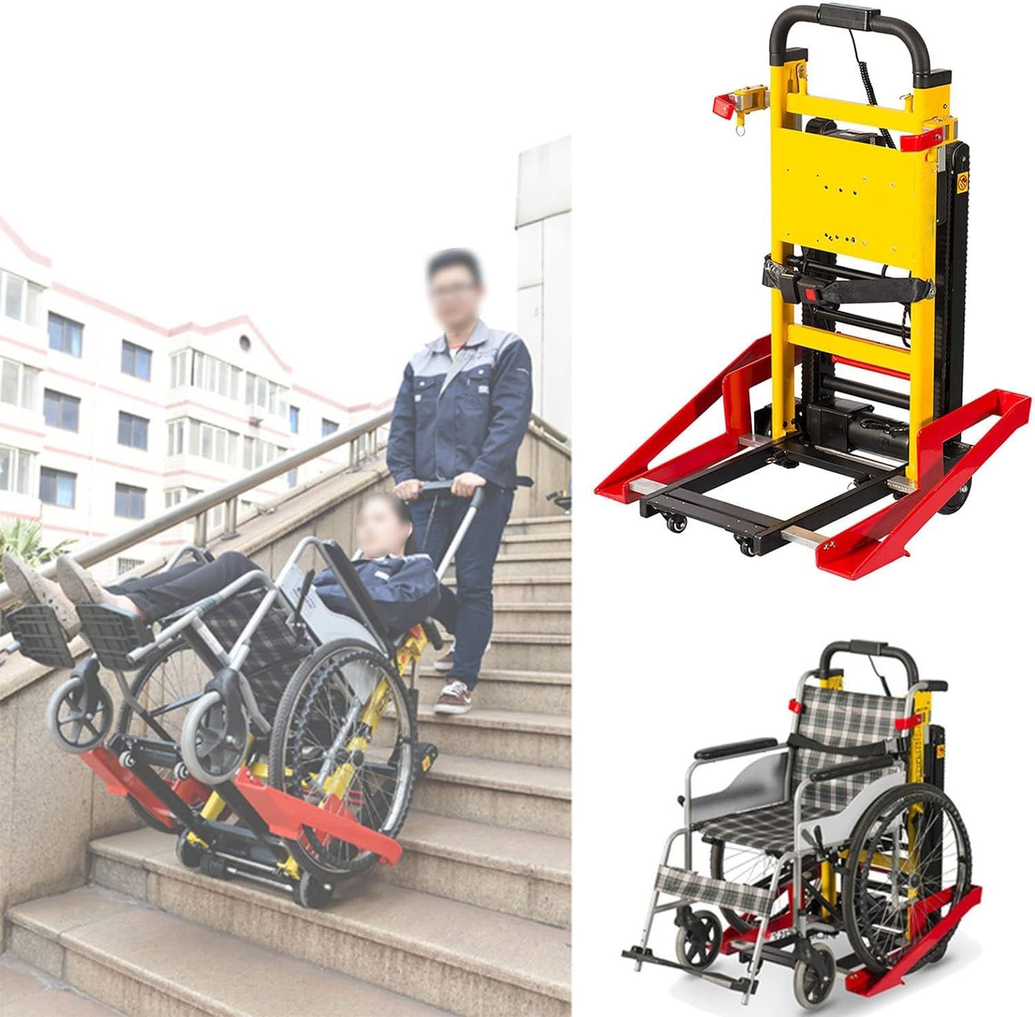 Elektryczny wózek inwalidzki, wózek schodowy 120W na wózki inwalidzkie Lekki elektryczny wózek inwalidzki dla pacjentów lub osób starszych Wózek inwalidzki do wspinaczki schodowej