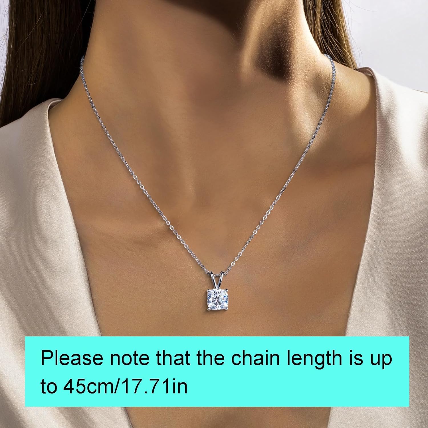 AnuClub Moissanite Pendant Necklace 2/3/4/5CT D Color VVS1 925 Sterling Silver Everyday Wear Necklace for Women Wife Her with Certificate, 40+2+3 Adjustable Chain - Image 7