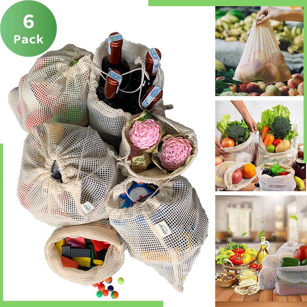 Reusable Cotton Mesh Produce Bags Set Eco-Friendly Dominican