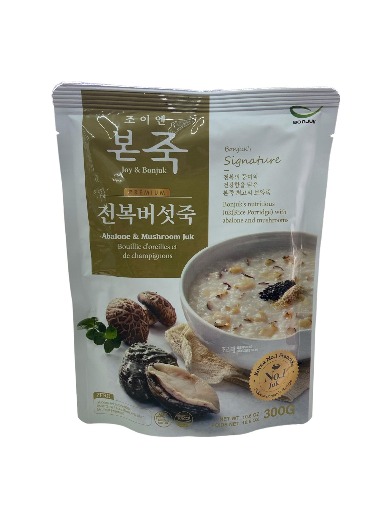 Joy & Bonjuk Abalone & Mushroom Juk - A Gourmet Fusion of Korean Flavors – 10.6 Oz (pack of 6)