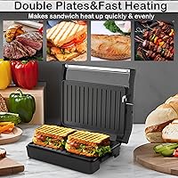 Vista 2 de Tamaño pequeño, mini prensa Panini, prensa de sándwich, parrilla Pnini, perfecta para asar sándwiches, bistec, hamburguesas, panini, salchichas