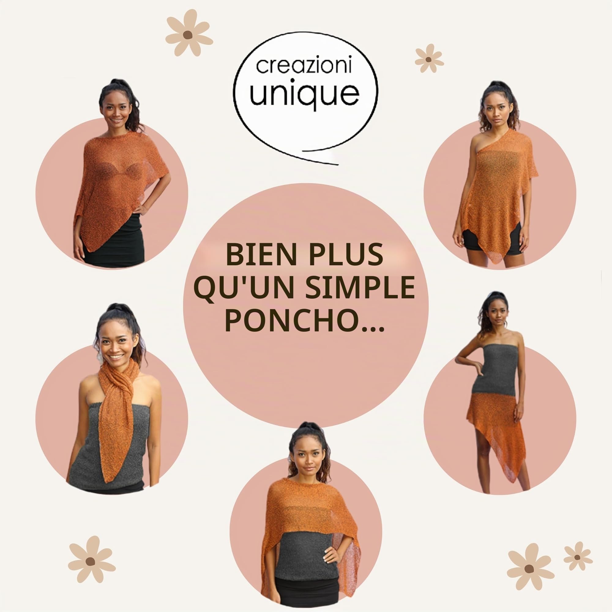 Poncho Femme - Châle Femme Elégant pour Cérémonies et Fêtes 100% Rayon avec Essence de Fleurs de Cerisier - Robe Femme Ete et Printemps