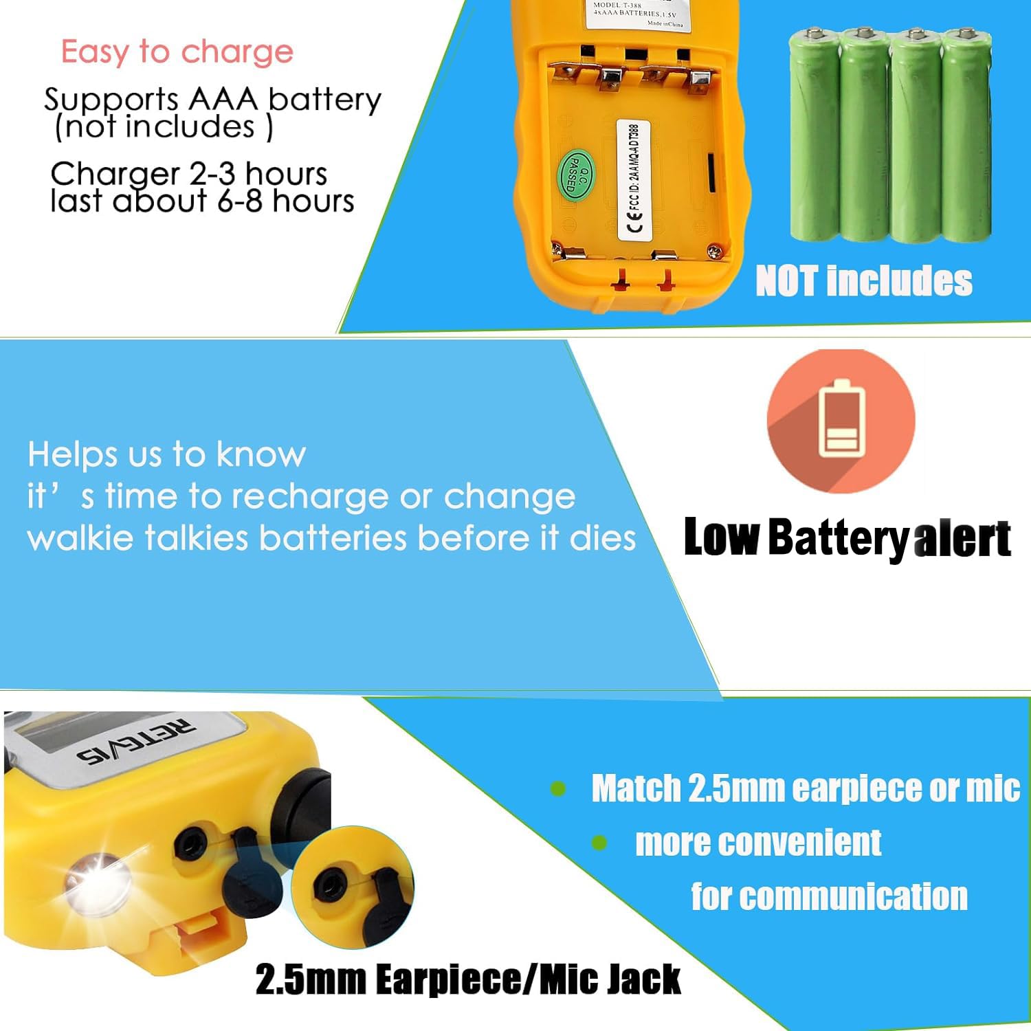 Retevis RT388 Walkie Talkie Bambini, Giocattoli Bambini con Serratura a Chiave VOX a Lungo Raggio Compleanni e Vacanze, 3-12 Ragazzi per Attività Esterna e Interna (1 Paio, Giallo)