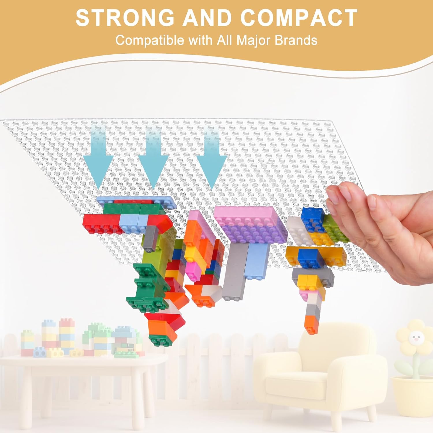 Hayder Classic Clear Baseplates Building Base for Building Bricks, 100% Compatible with All Major Brands, 10" x 10" - 32 x 32 Studs, Pack of 6