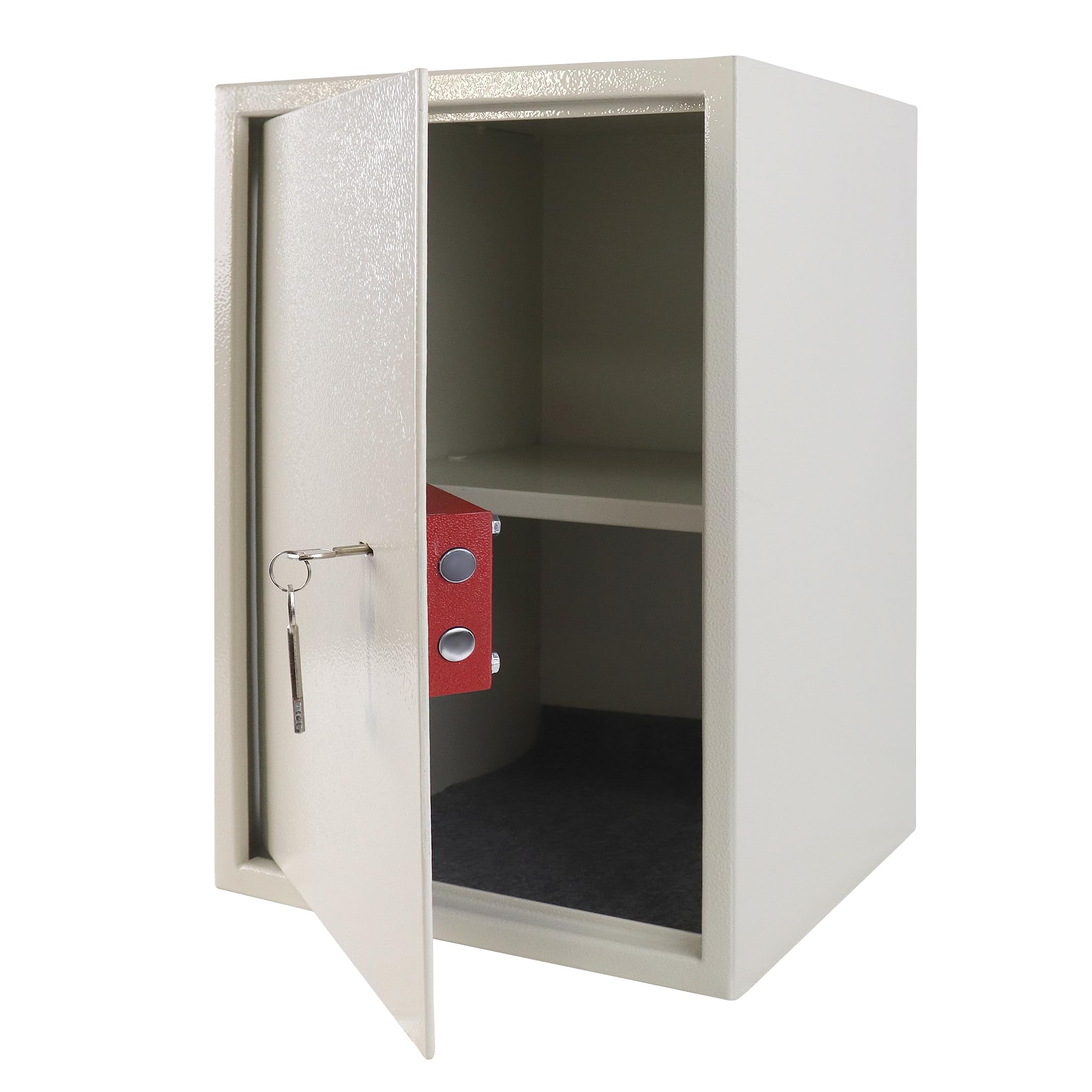 Aufun Cassaforte per mobili con serratura a doppia barba, 35 x 50 x 31 cm, grande cassaforte per casa, cassaforte e cassaforte per banconote, cassaforte da parete, con chiavi, argento