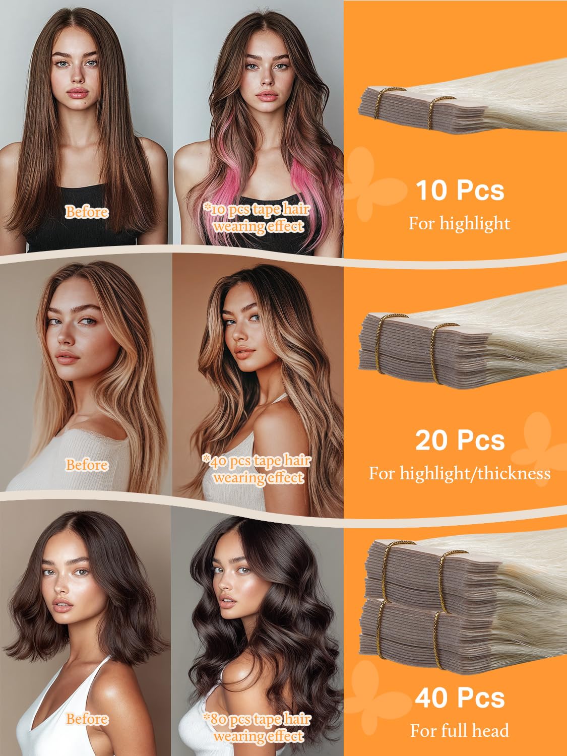 DOORES Tape Cheveux Humains in Hair Extension, Blond Platine 60cm 24 Pouce 100g 40pcs, Extensions Cheveux Adhésif Soie Droite Cheveux Extension Naturel
