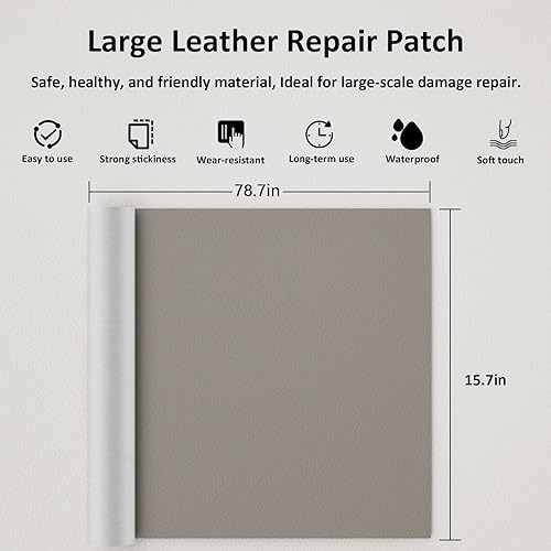 Miniatura 3 de Kit de reparación de cuero, autoadhesivo, 15.7x78.7 in, gris claro