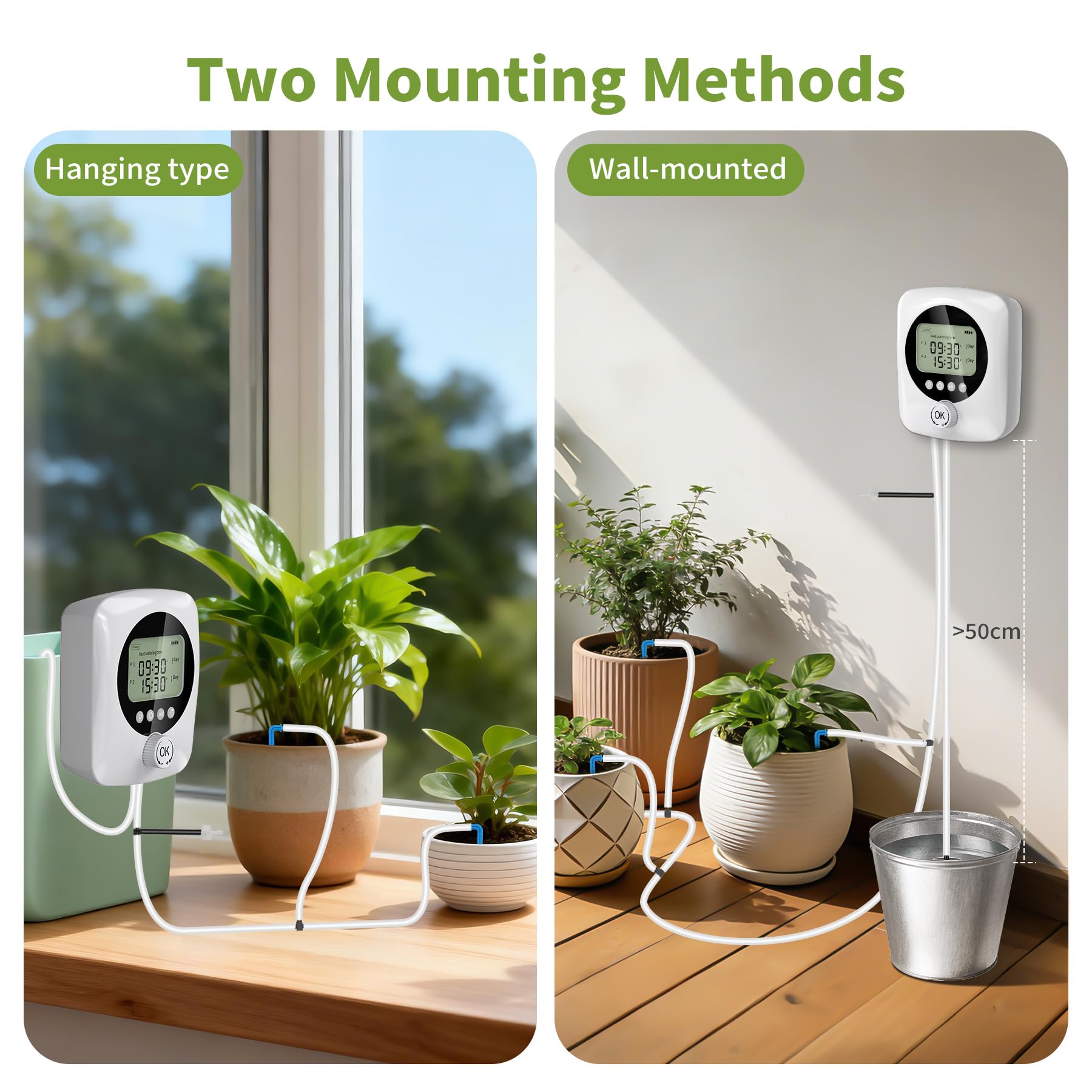 Forever Speed Sistema de Riego Automático con Doble Bomba para 30 plantas, 4400 mAh Recargable Riego Automático Sistema de Interior para Balcón, Invernadero