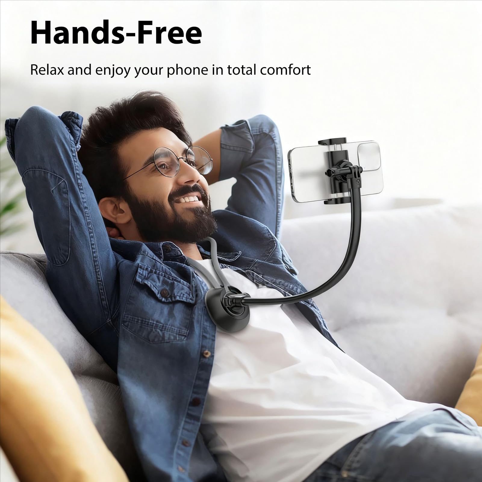 Cryfokt Soporte de Teléfono Giratorio de 360 ​​Grados para Cama, Soporte de Película POV Manos Libres.Soporte de Montaje Perezoso para Bricolaje con Abrazadera de Brazo Largo Flexible,
