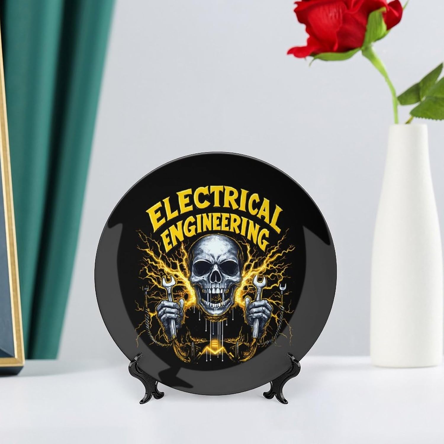 Electrical Engineering Decorative Plates for Display Ceramic Plate Tray with Stand Hanger Home Decor