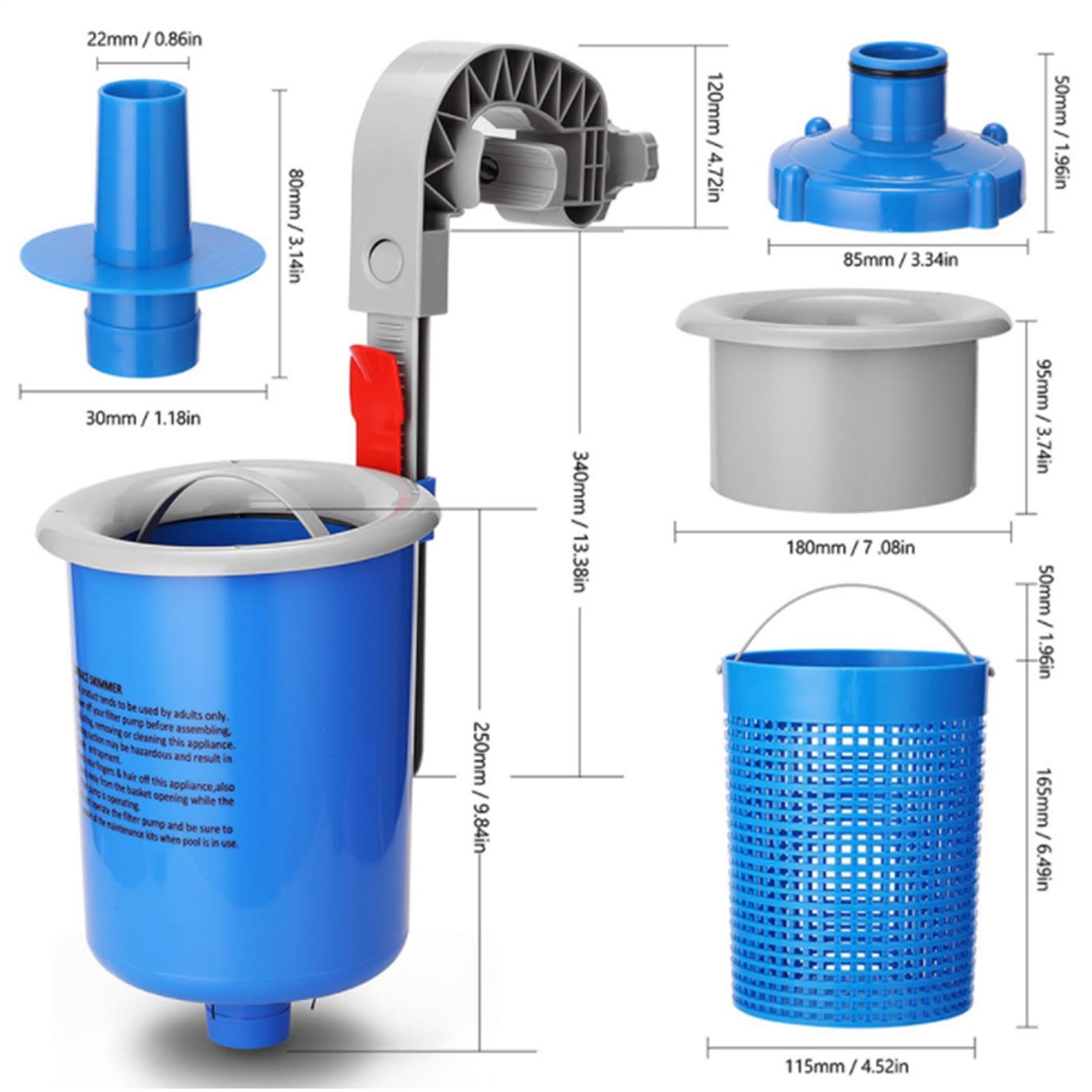 Skimmer Piscina Fuori Terra Pulitore Pulizia Intensiva | Skimmer Automatico Piscina Fuori Terra Parti Ricambio Kit Pulizia Estiva Quotidiana Esterni Giardino Cortile Patio Casa