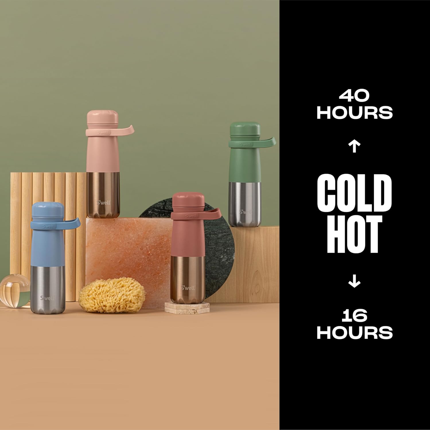 S'well Stainless Steel Traveler With Handle, 24oz, Mauve Pyrite, Triple Layered Vacuum Insulated Containers Keeps Drinks Cold for 40 Hours and Hot for 16, BPA Free, Easy Carrying On the Go - Image 2