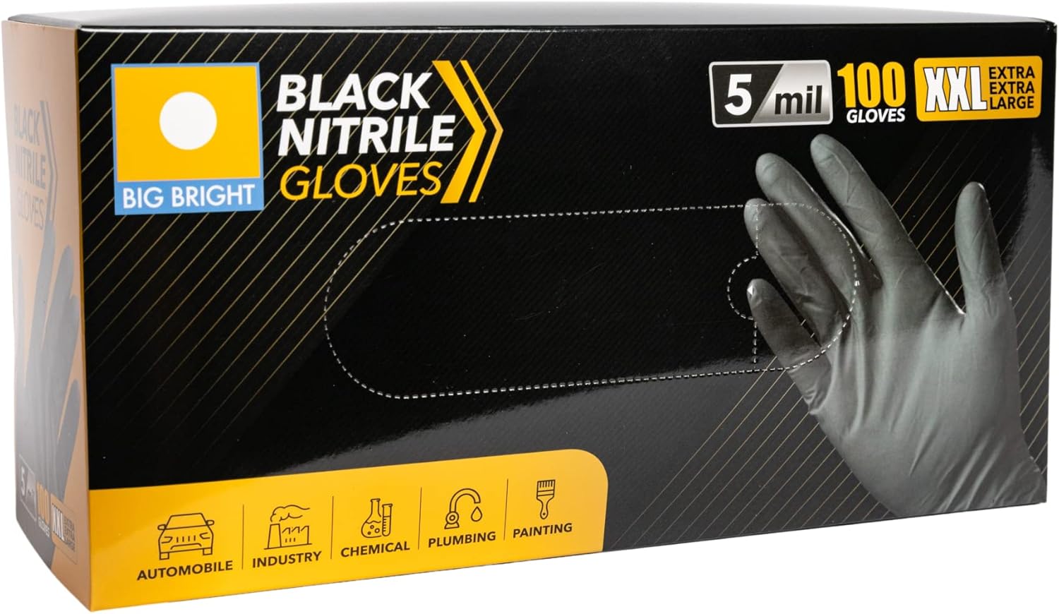 Big Bright ChemicalResistant Disposable Nitrile Gloves