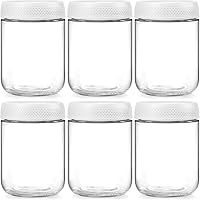 Vista 14 de NETANY Paquete de 6 recipientes de 16 oz para avena nocturna con tapas, tarros de vidrio con tapas herméticas, tarros de ensalada Mason de boca
