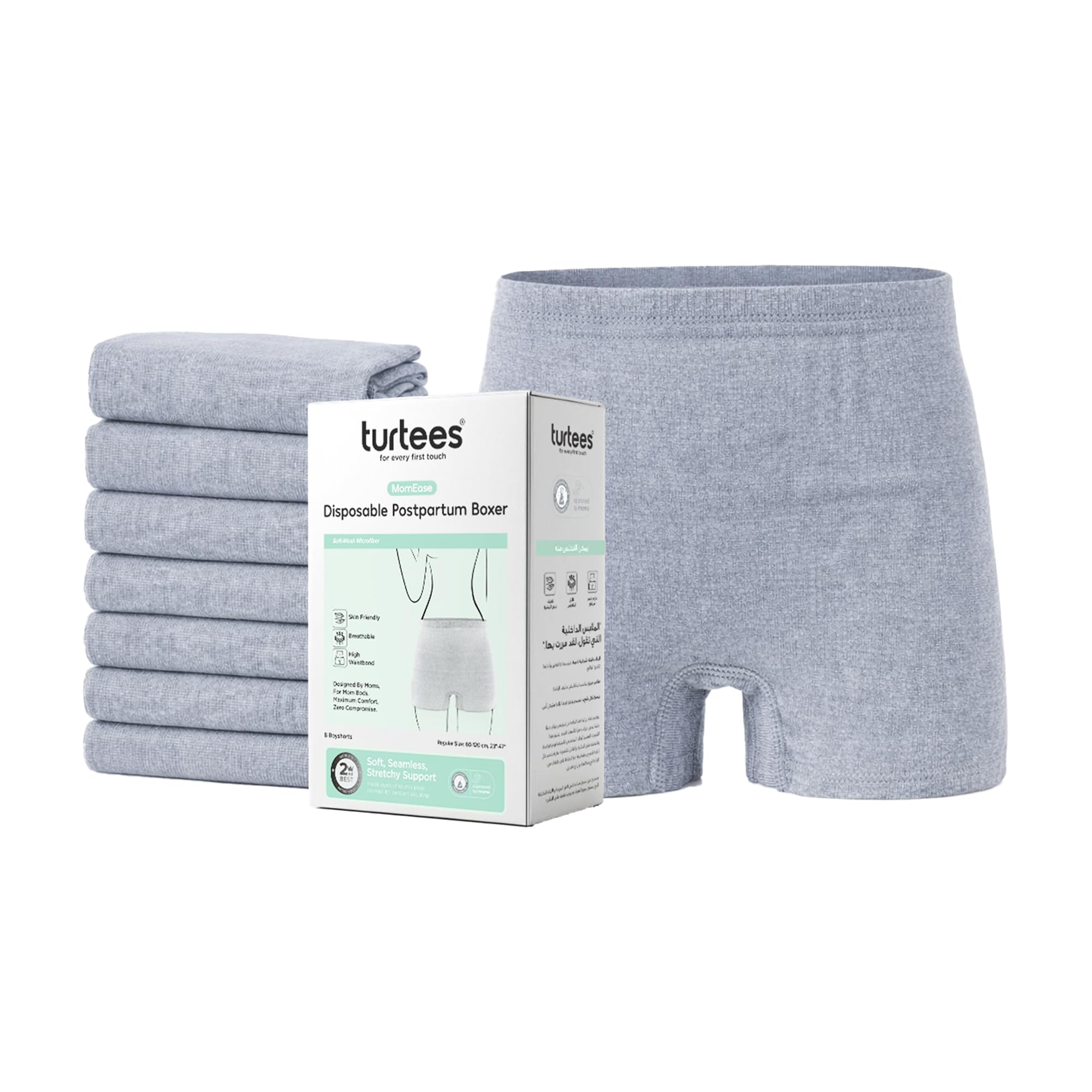 turtees Disposable Postpartum Boxer for Women – High Waist Mesh Postpartum Boxer, Soft Breathable Maternity Recovery Shorts, C-Section Friendly, Stretchy Hospital Underwear After Delivery-8Pcs Grey-picture-30