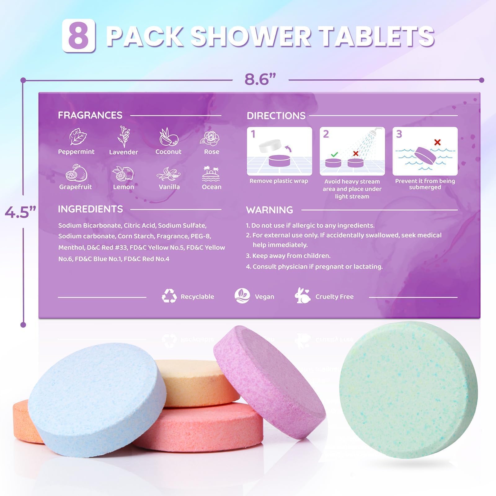 Shower Steamers 8 Pack - Organic & Natural Essential Fragrances for Teens and Adults - Mother's Day, White Elephant, Birthday Gifts for Women Teen Girls, Mom, Wife, GirlfriendWho Have Everything