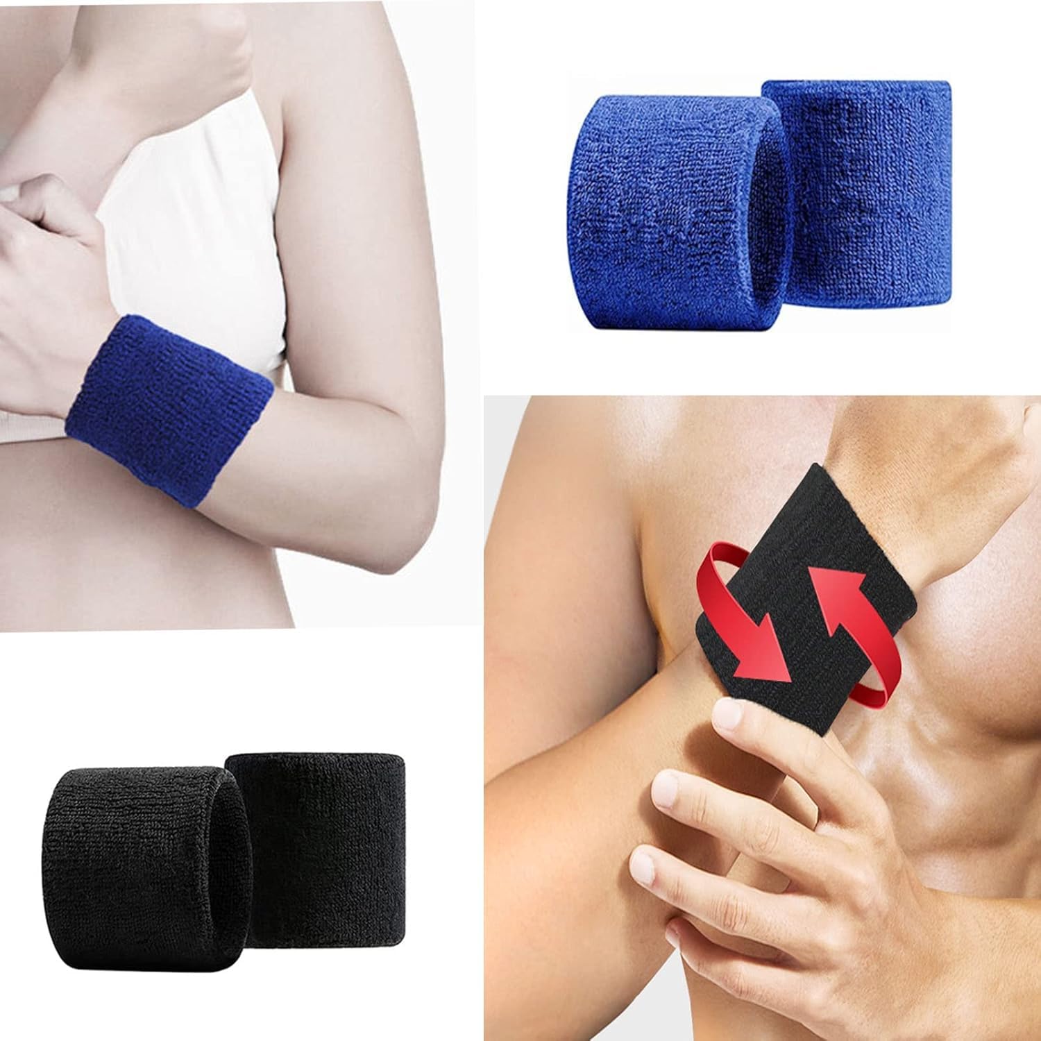 8-częściowy zestaw sportowych opasek przeciwpotnych unisex, elastyczne bransoletki fitness pochłaniające pot, idealne do biegania, siłowni, jogi i aktywności na świeżym powietrzu