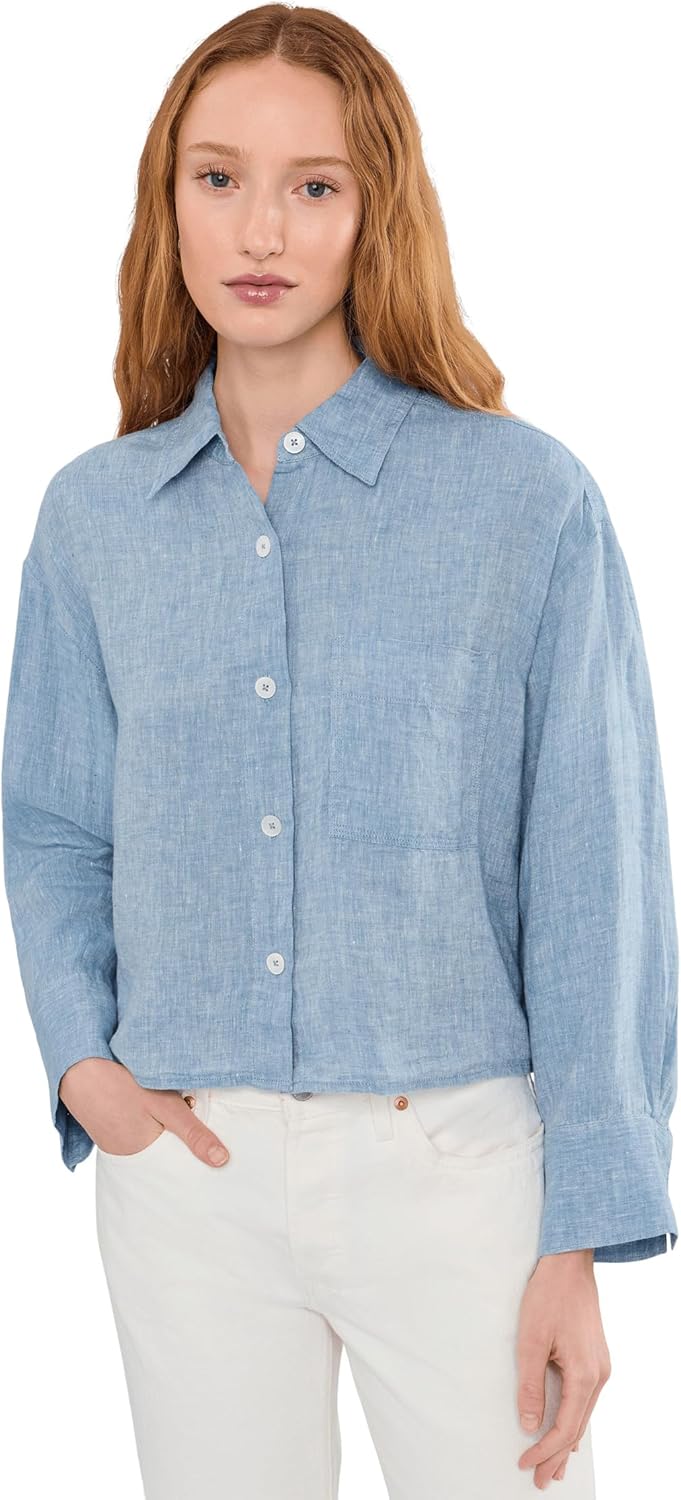 Madewell Womens Straight-Hem Shirt in 100% Linen