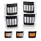 Gempro Sequential Amber LED Corner Side Marker Turn Signal Lights for Chevy C/K 1500 2500 3500 1994-1998 C10 Pickup Truck Silverado Suburban Tahoe Front Grill Lights, 4PCS (Clear Len)