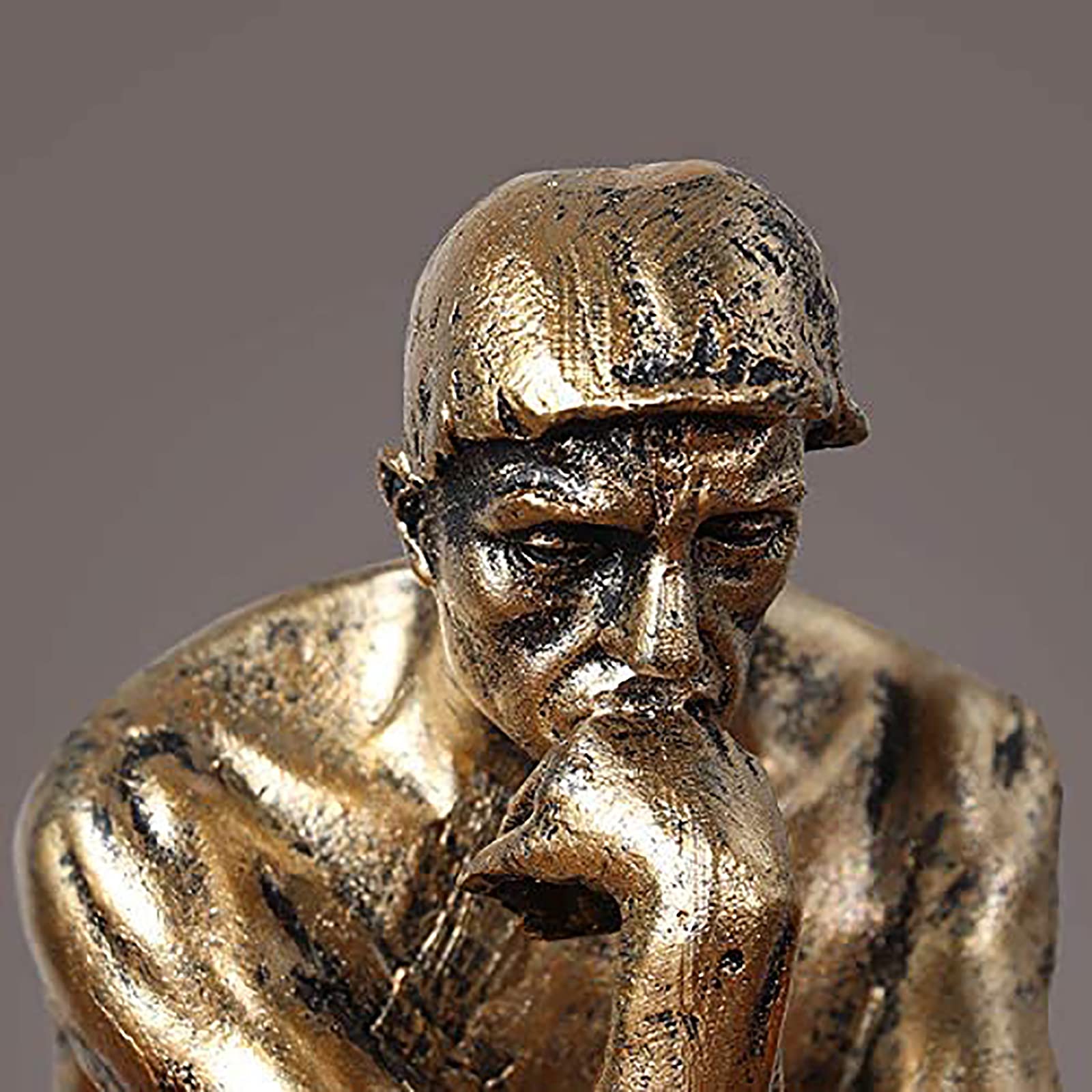 Pensatore Resina Il Pensatore Statua Collezionabili,Famoso L'uomo Pensando Sculture,Arte Uomo Scultura Statuatta Ispiratrice Arteigianato,Per Soggiorno Casa Ufﬁcio Decoro Regalo-Dorato. 14x10x25cm(6x4