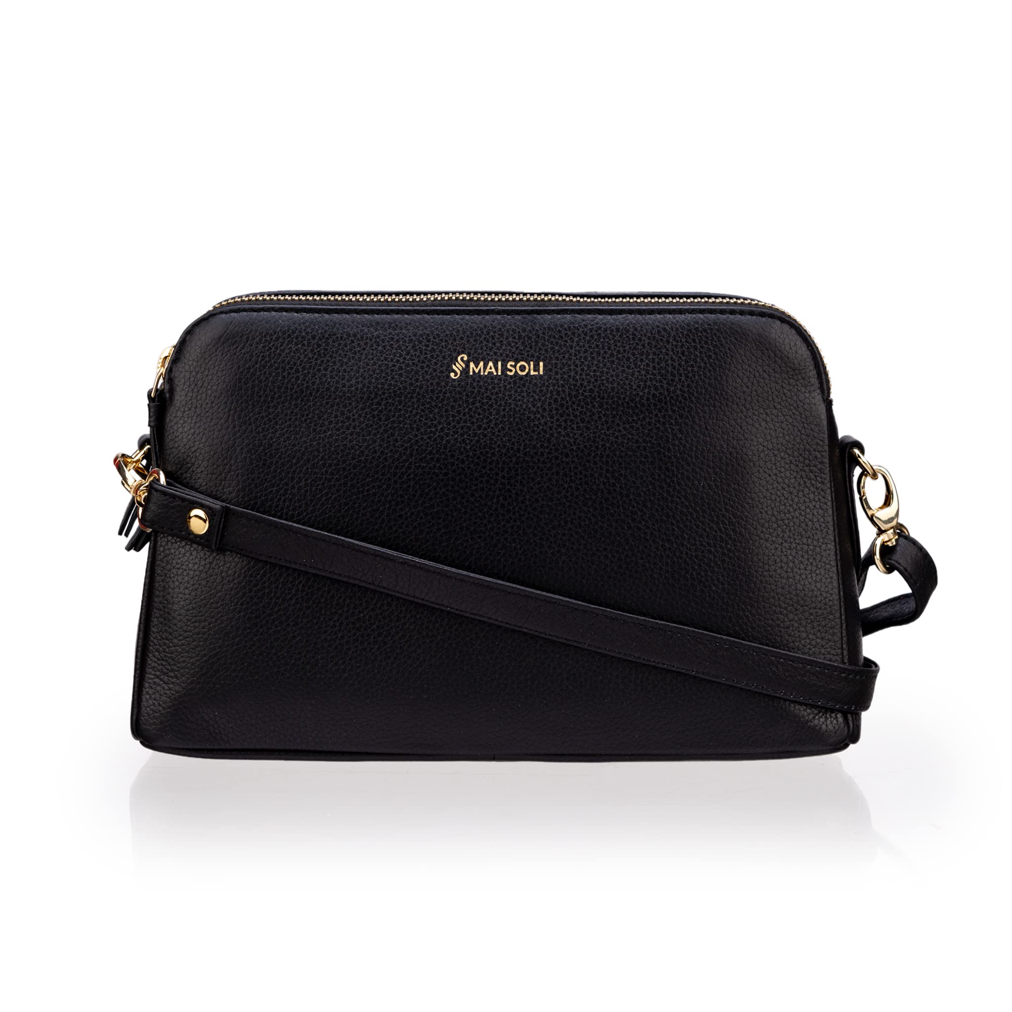 MAI SOLI Genuine Leather Sling Bag for Women With Double Zip Closure, Adjustable Straps, Daily Use Messenger Ladies Purse, Stylish Side Bag For Women - Black (B09RWTJ1MH) Amazon Price History, Amazon Price Tracker