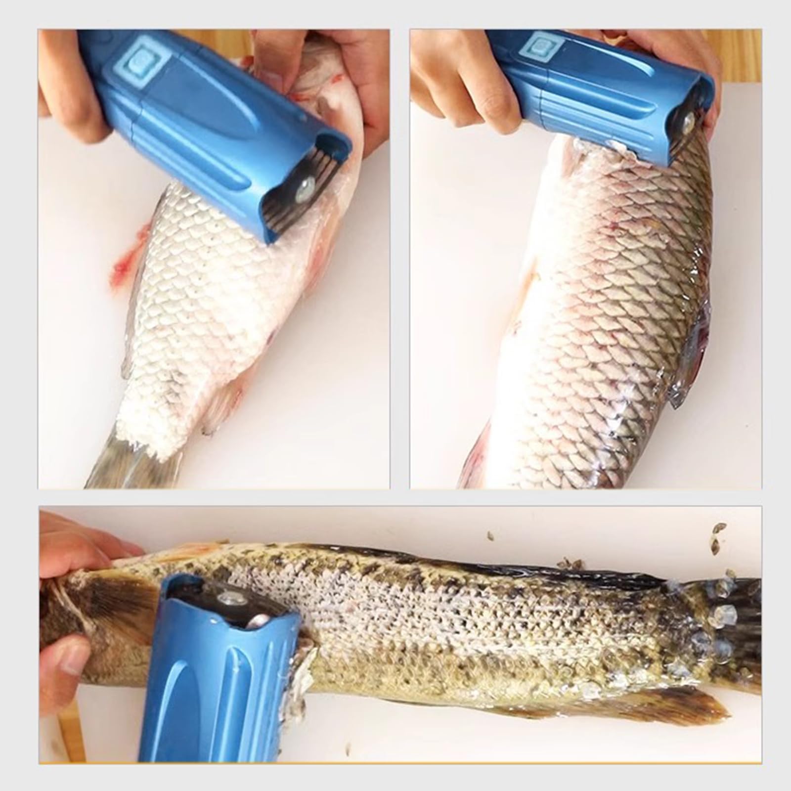 Scalpellatore elettrico senza fili per squamare il pesce, kit per pulire e squamare il pesce, velocità 5000 giri/min, lama in acciaio inossidabile, batteria ricaricabile integrata da 2600 mA, per cuoc